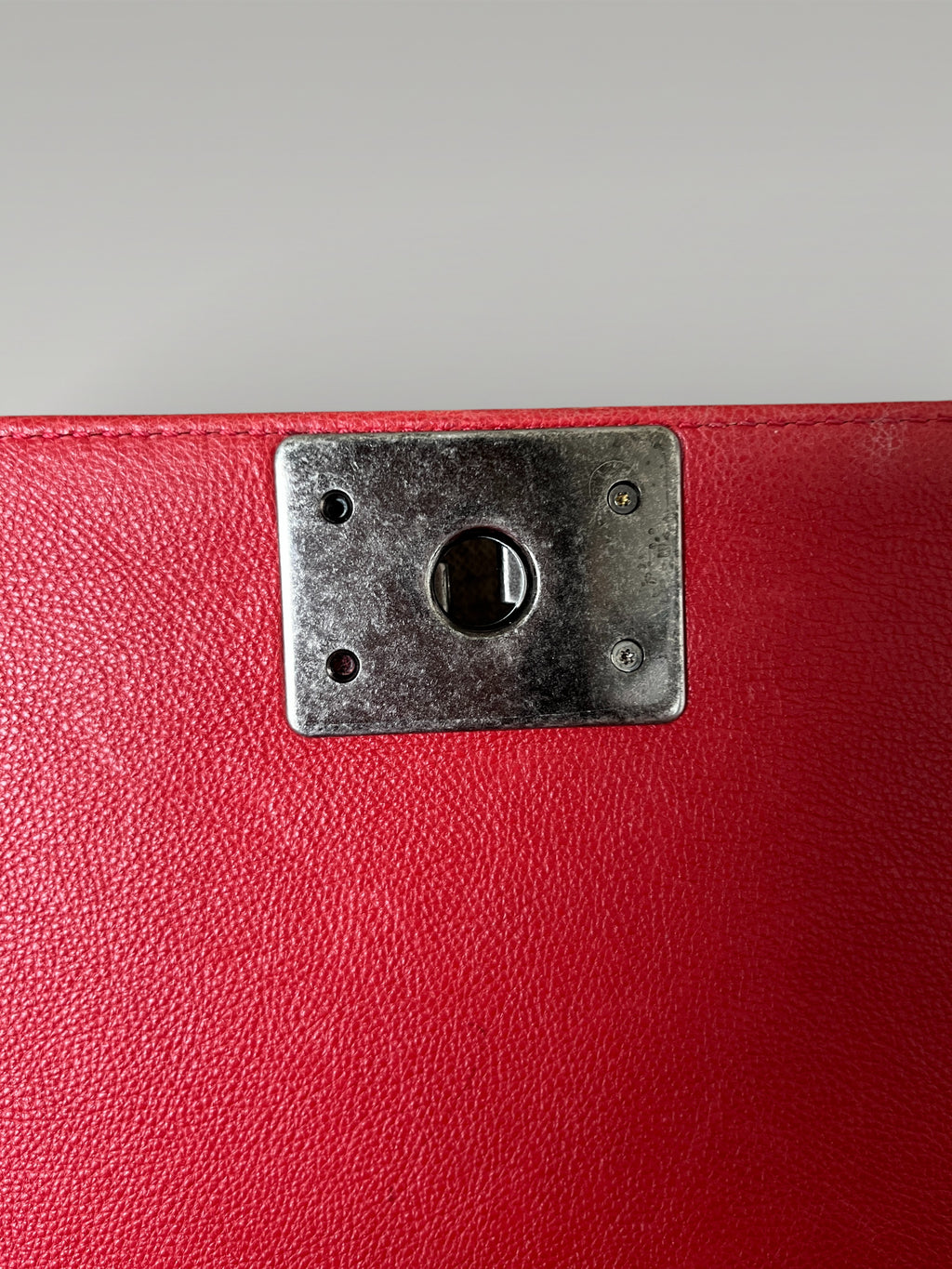 2015-2016 Chanel Large Boy Bag Red Quilted Leather Antique Silver Hardware