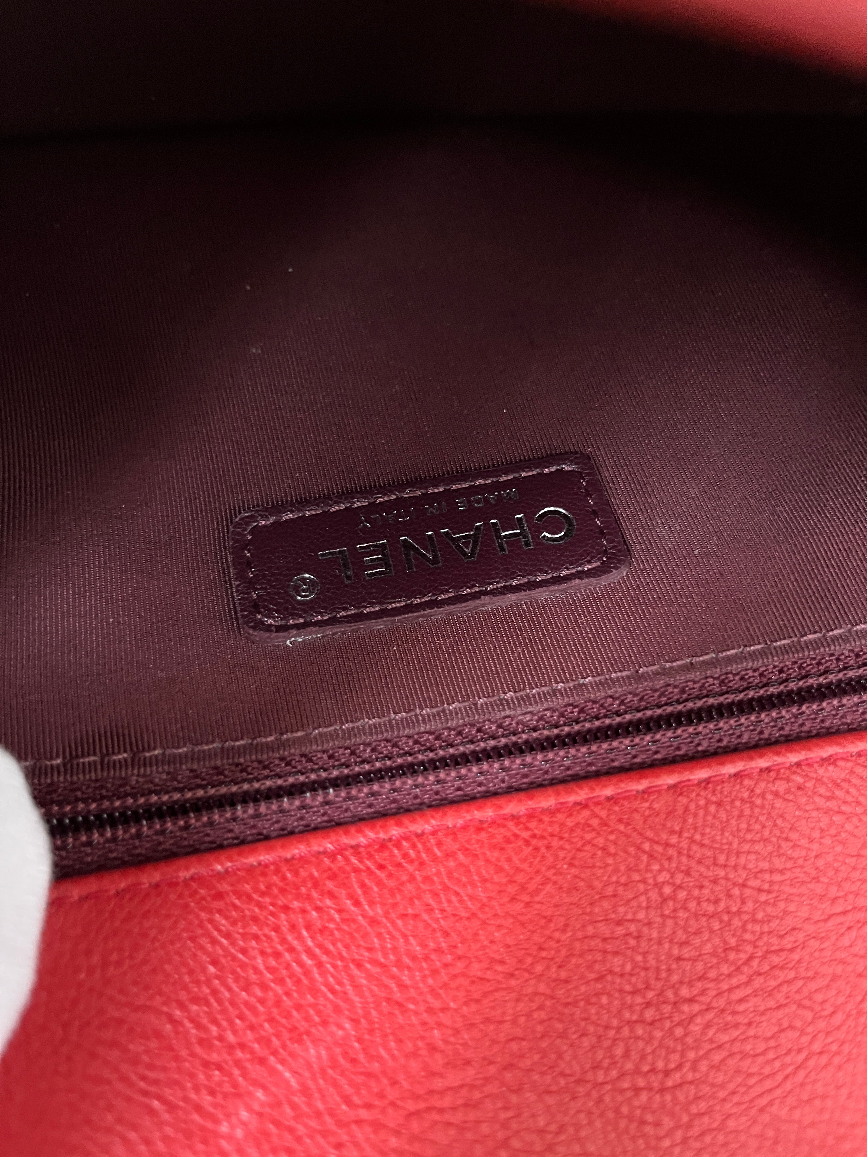 2015-2016 Chanel Large Boy Bag Red Quilted Leather Antique Silver Hardware