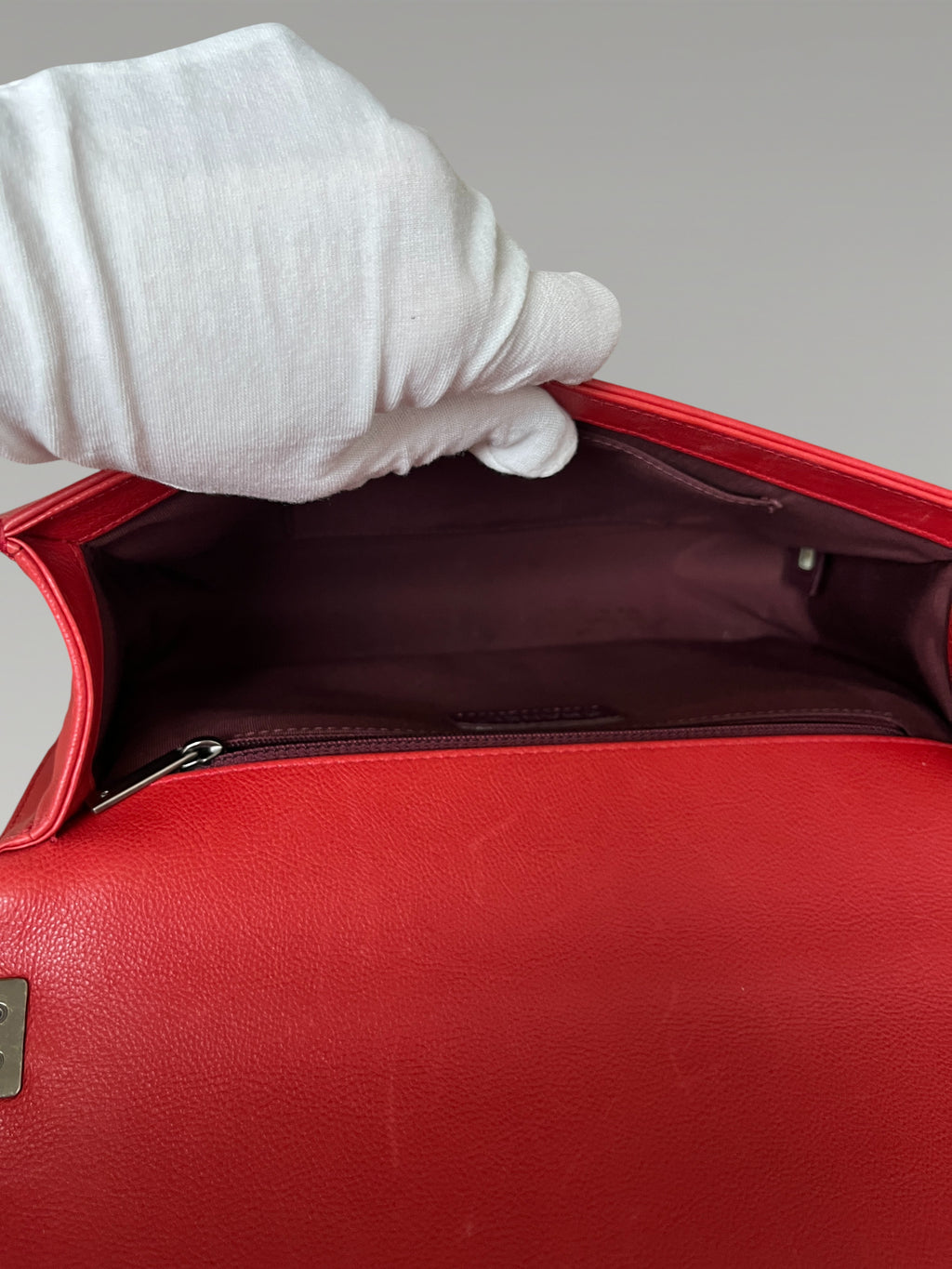 2015-2016 Chanel Large Boy Bag Red Quilted Leather Antique Silver Hardware