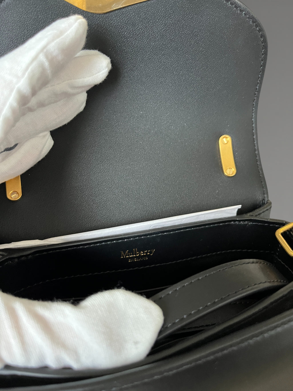 Mulberry Lana Small Top Handle Bag Black Smooth Leather