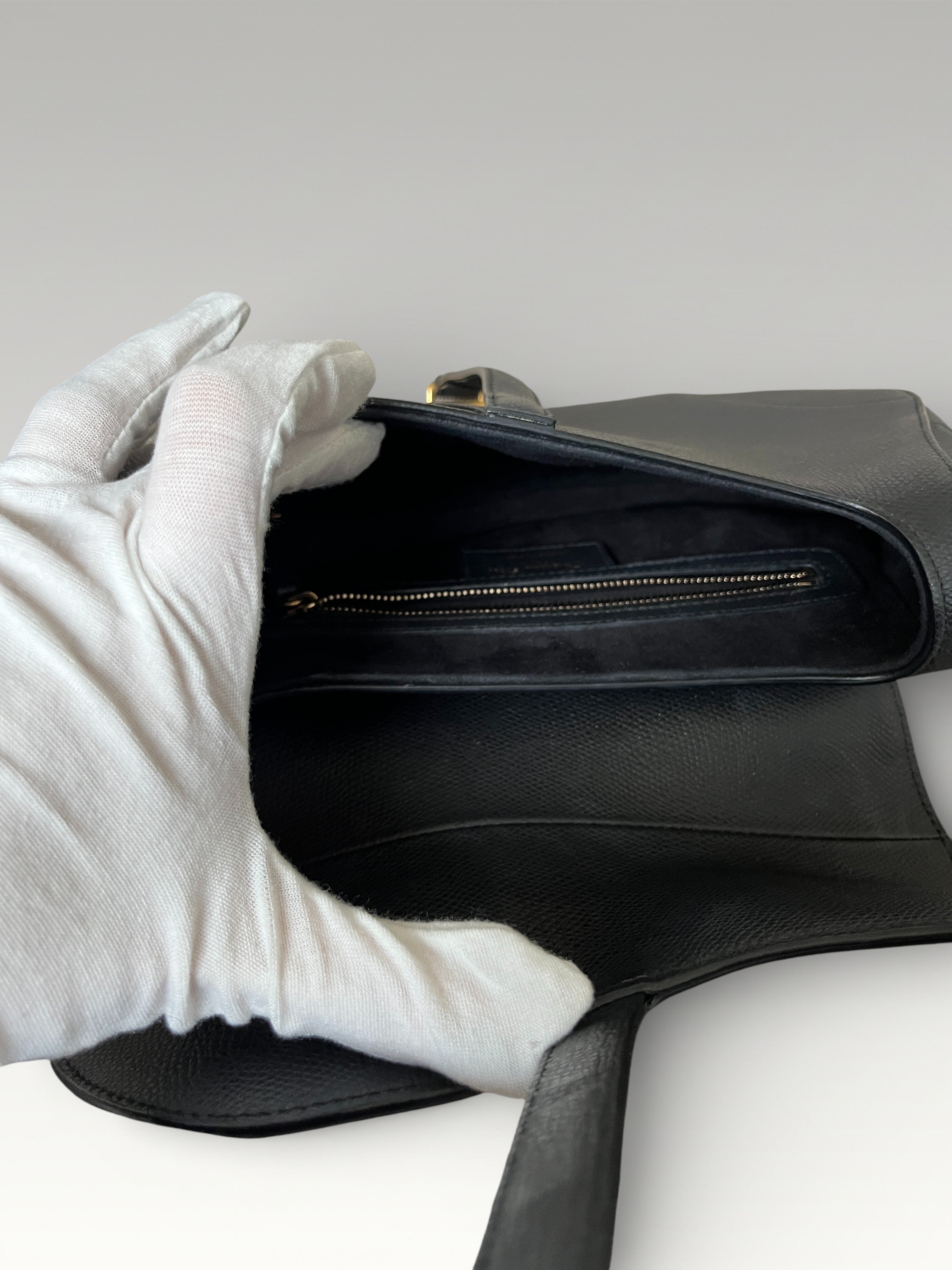 Dior Saddle Bag Black Grained Leather Gold Hardware