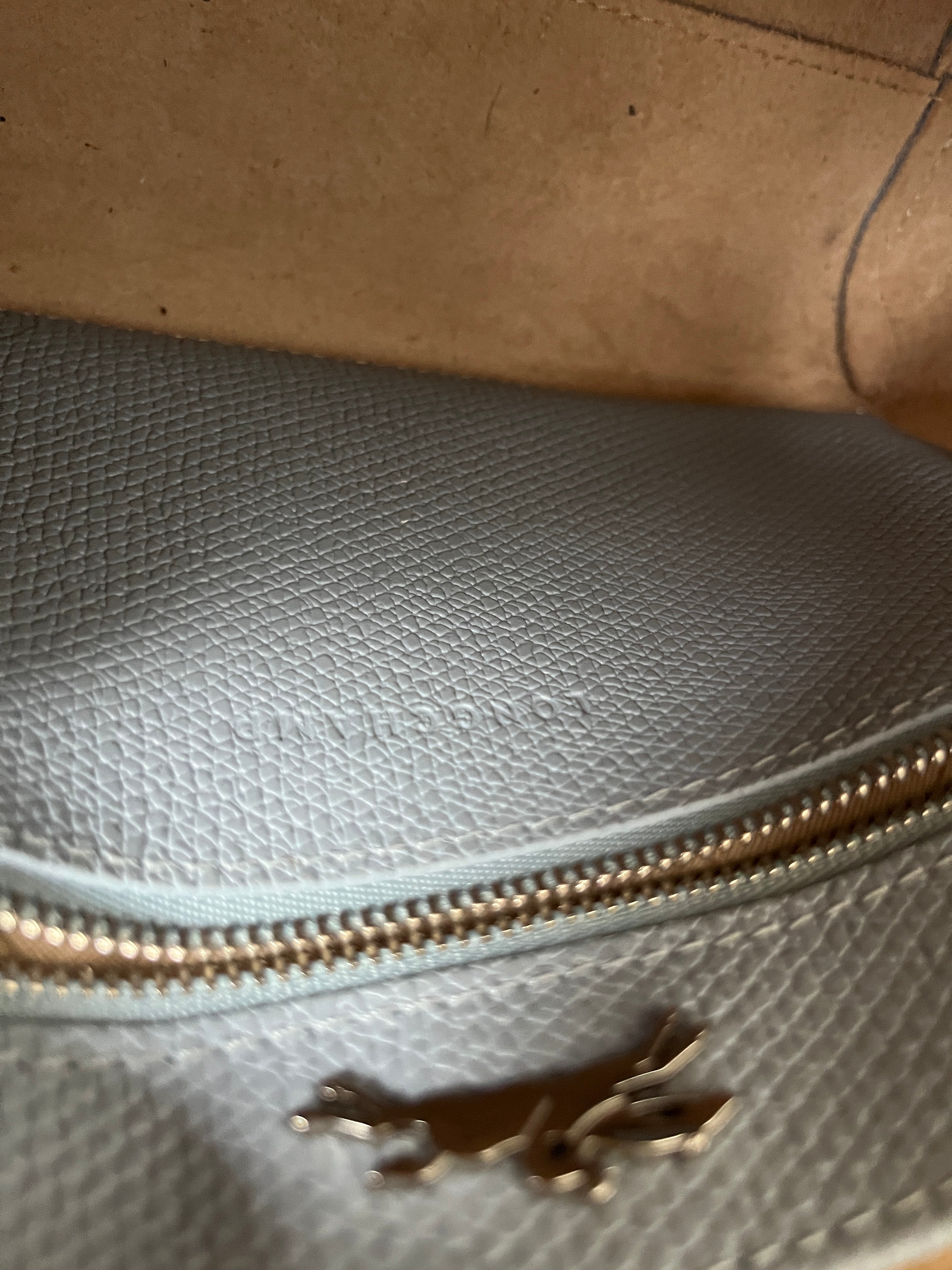 Longchamp Roseau S Grey Blue Bag In Pebbled Leather