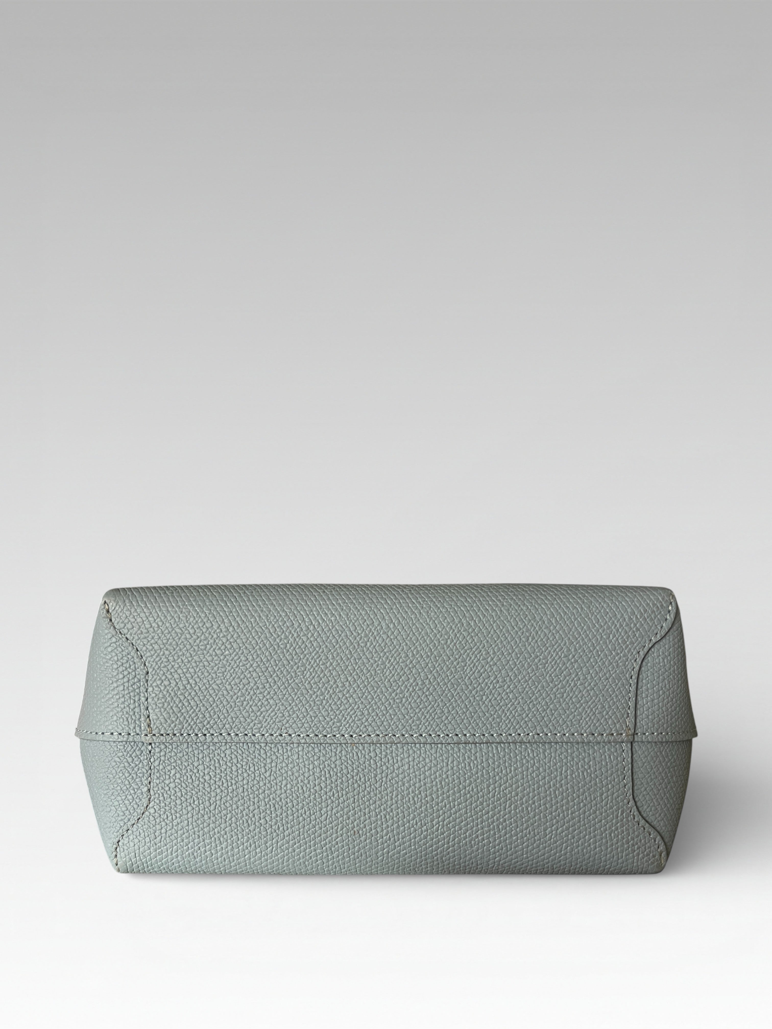 Longchamp Roseau S Grey Blue Bag In Pebbled Leather