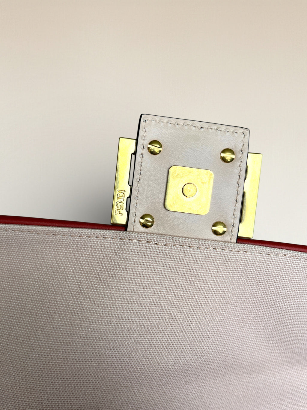 Fendi Zucca Baguette Canvas Bag With Pink Monogram Embroidery