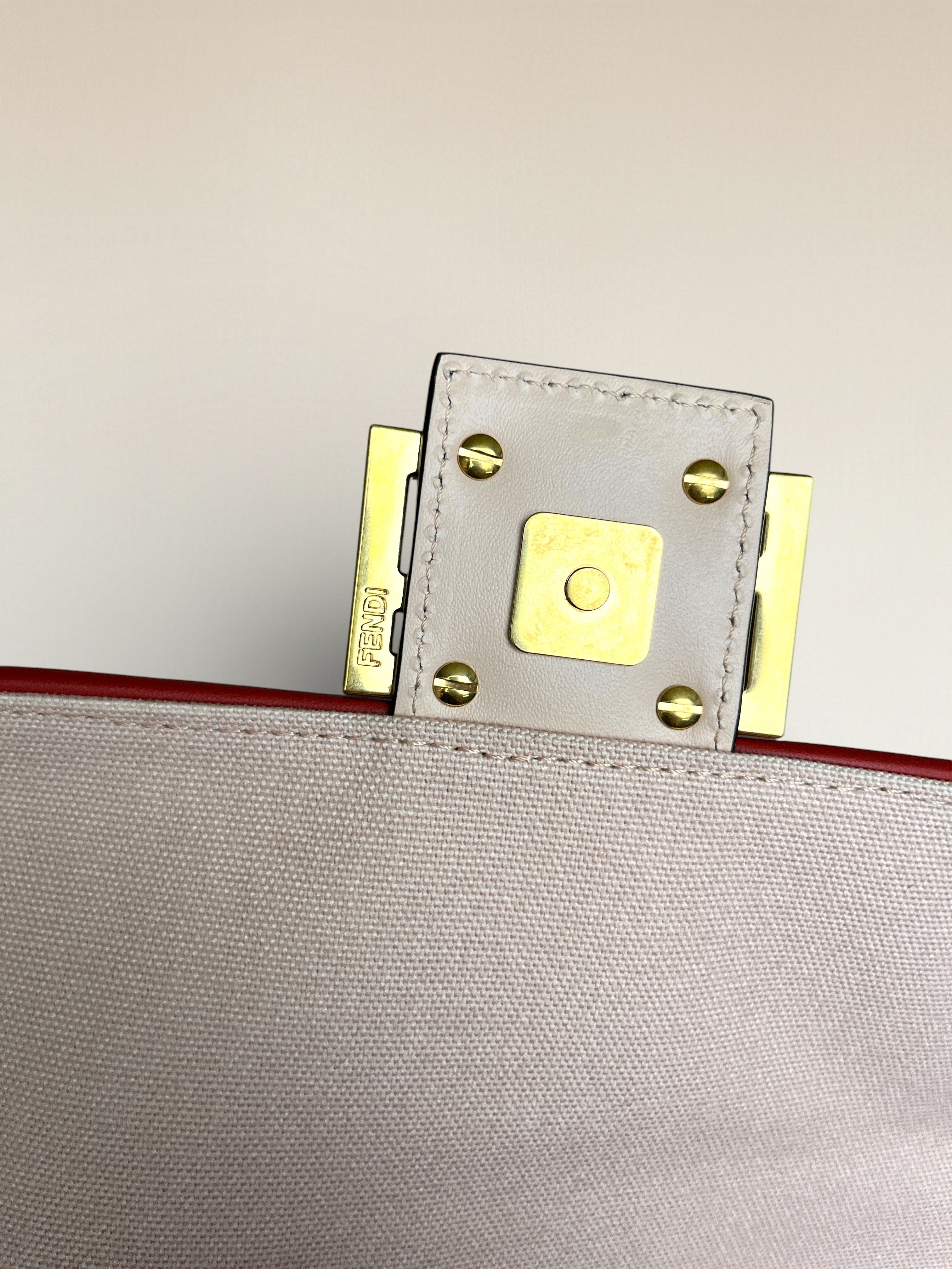 Fendi Zucca Baguette Canvas Bag With Pink Monogram Embroidery