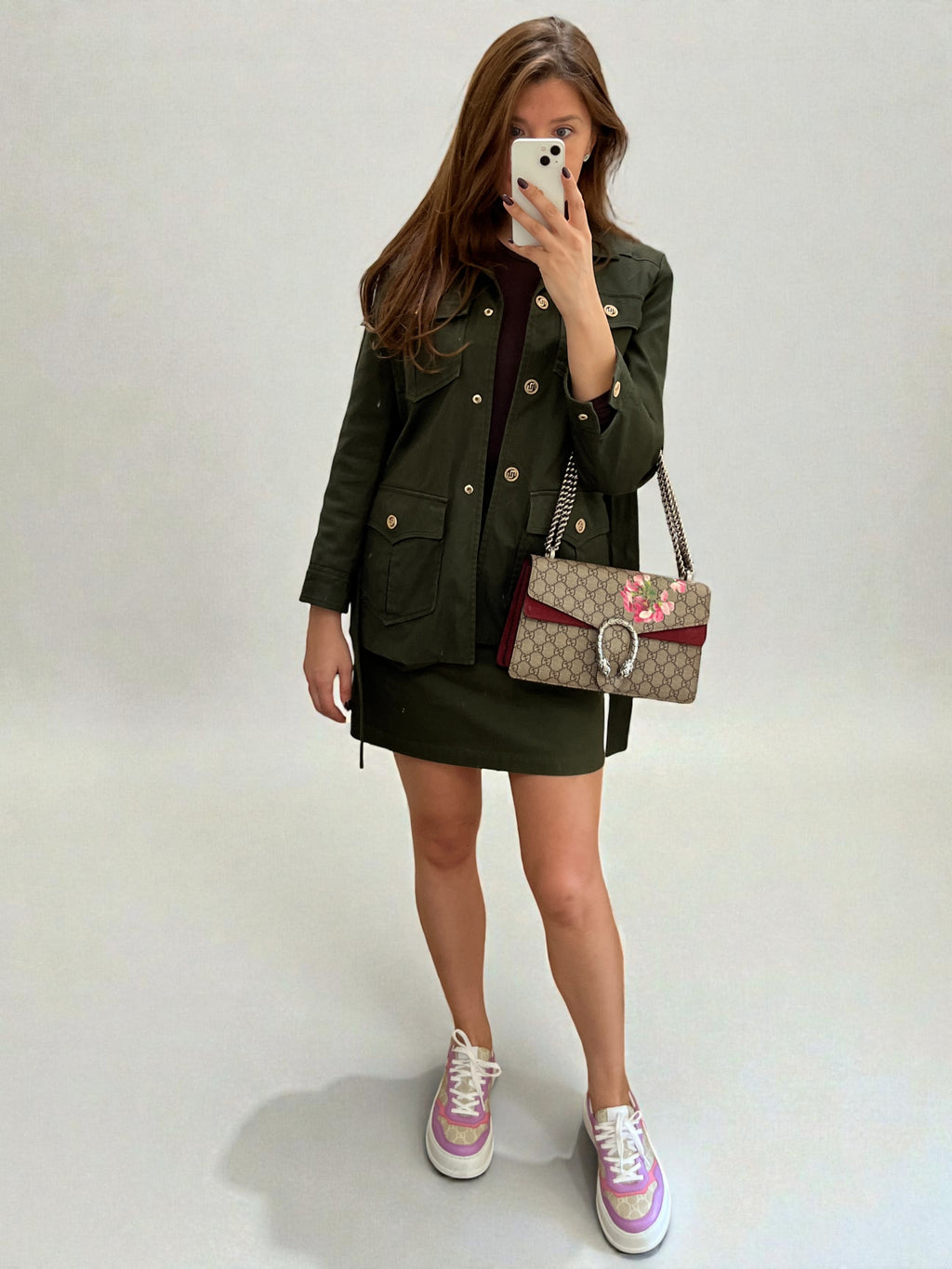 Gucci Dionysus GG Supreme Canvas Shoulder Bag Blooms Edition