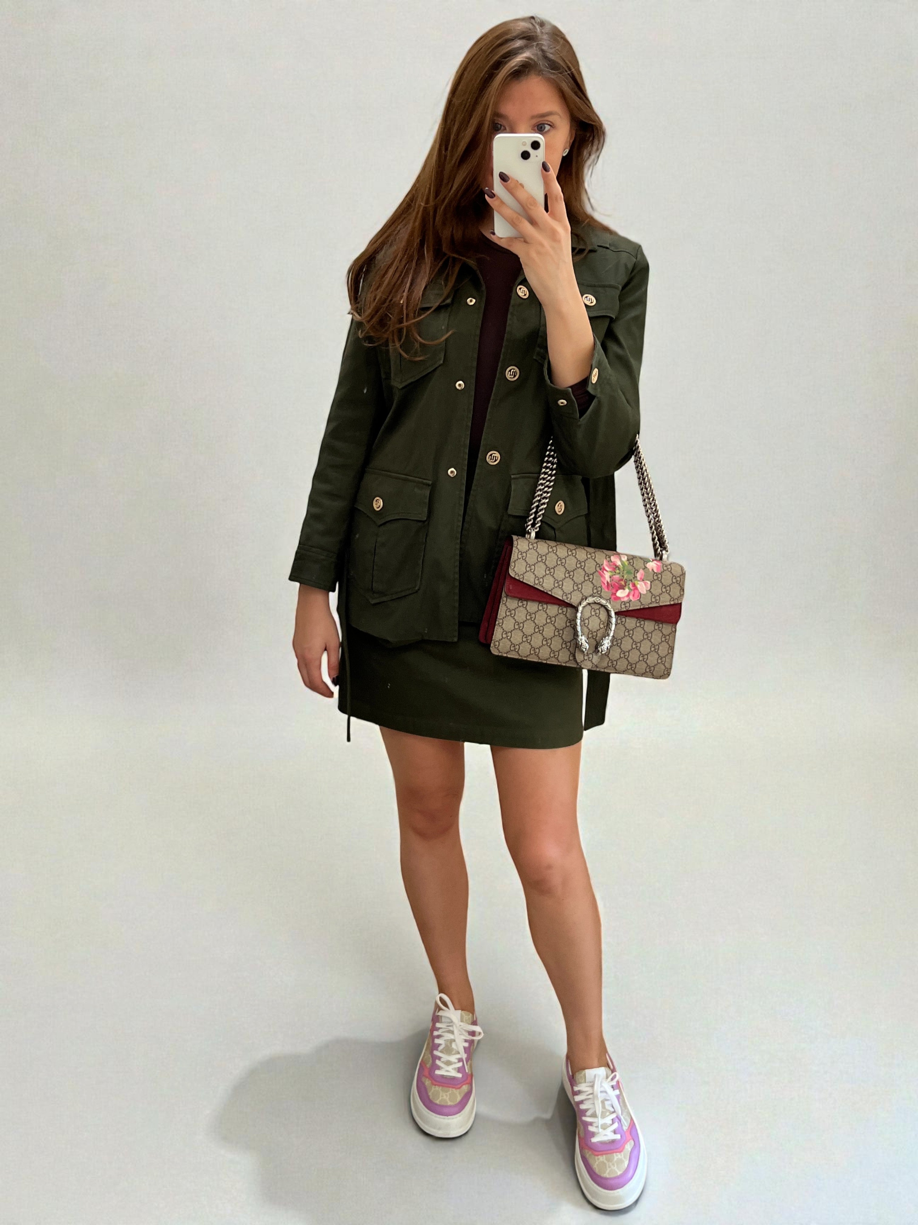 Gucci Dionysus GG Supreme Canvas Shoulder Bag Blooms Edition