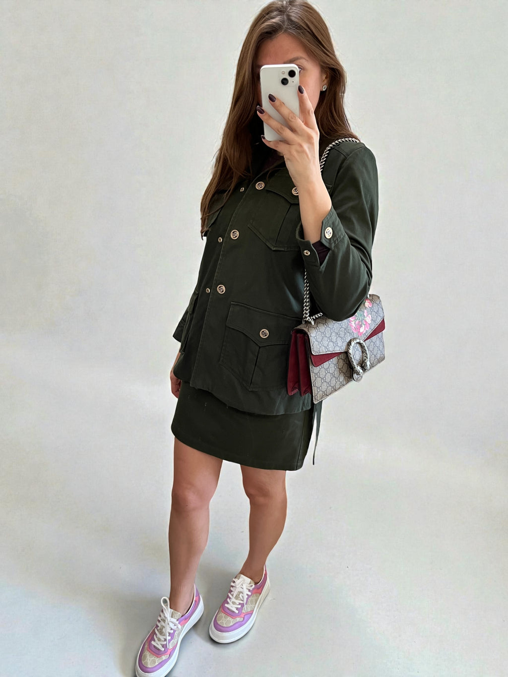 Gucci Dionysus GG Supreme Canvas Shoulder Bag Blooms Edition