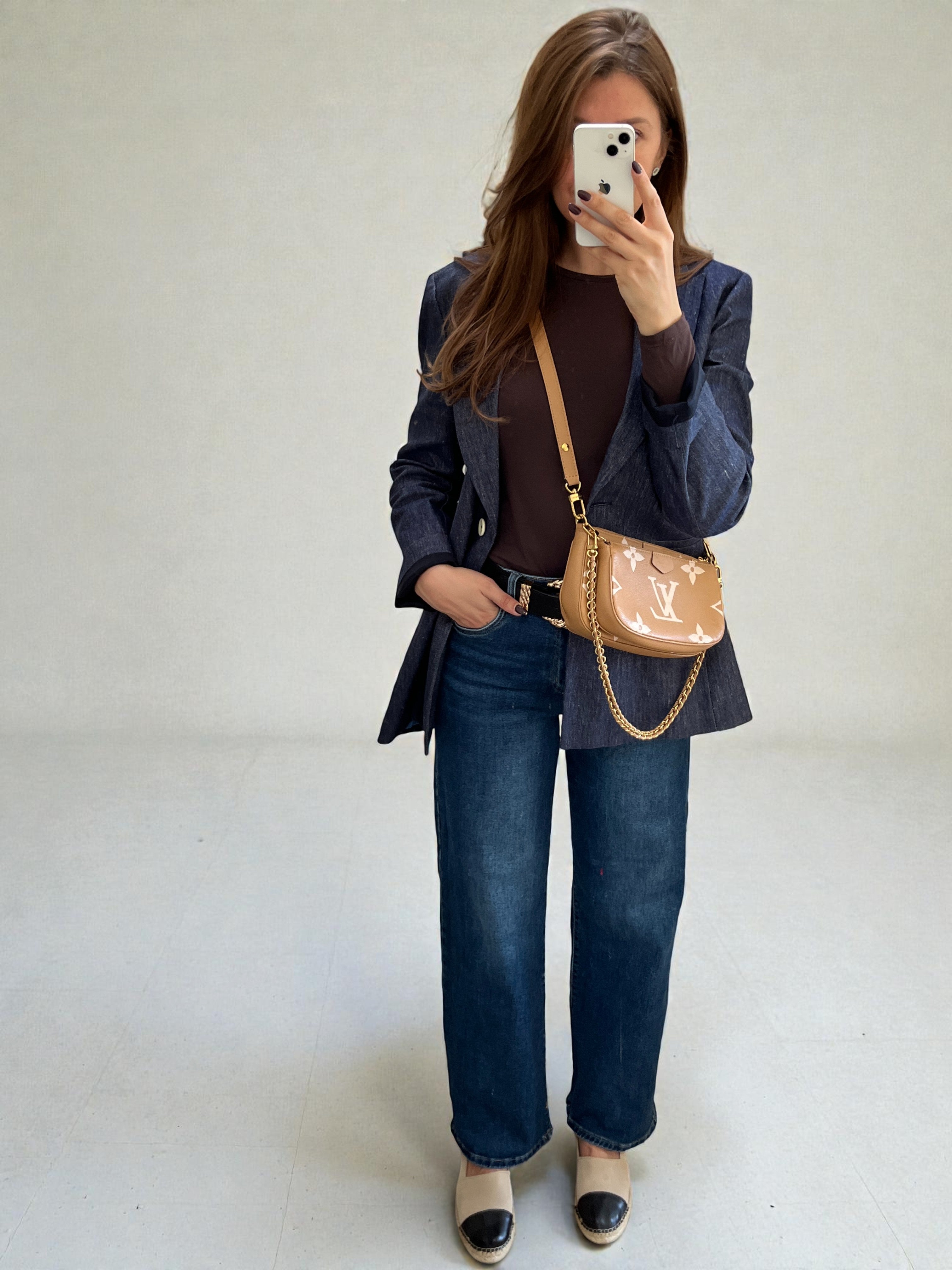 Louis Vuitton Multi Pochette Accessoires In Empreinte Leather With Large LV Monogram Print Caramel Colour