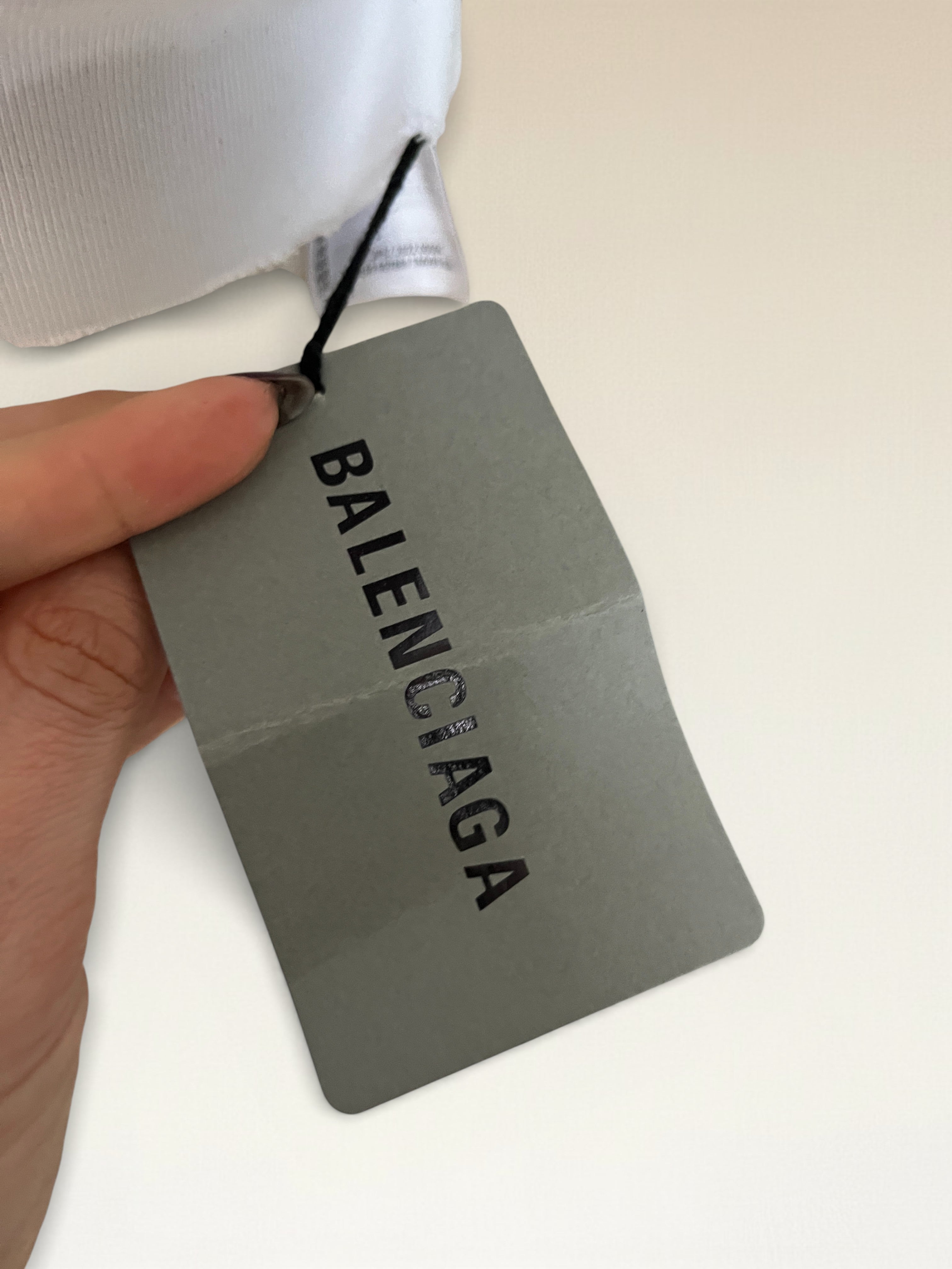 Balenciaga White Cotton Logo Sweatshirt Distressed Trims