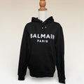 Balmain Black Cotton Logo Hoodie With Kangaroo pocket