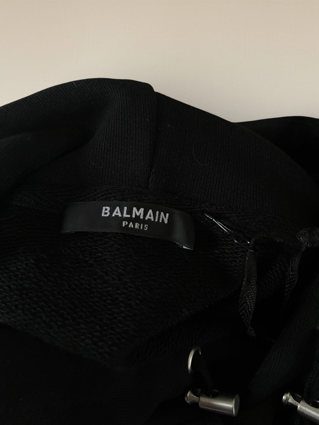 Balmain Black Cotton Logo Hoodie With Kangaroo pocket
