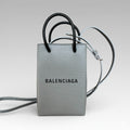 Balenciaga Leather Phone Case Shopper Bag Grey