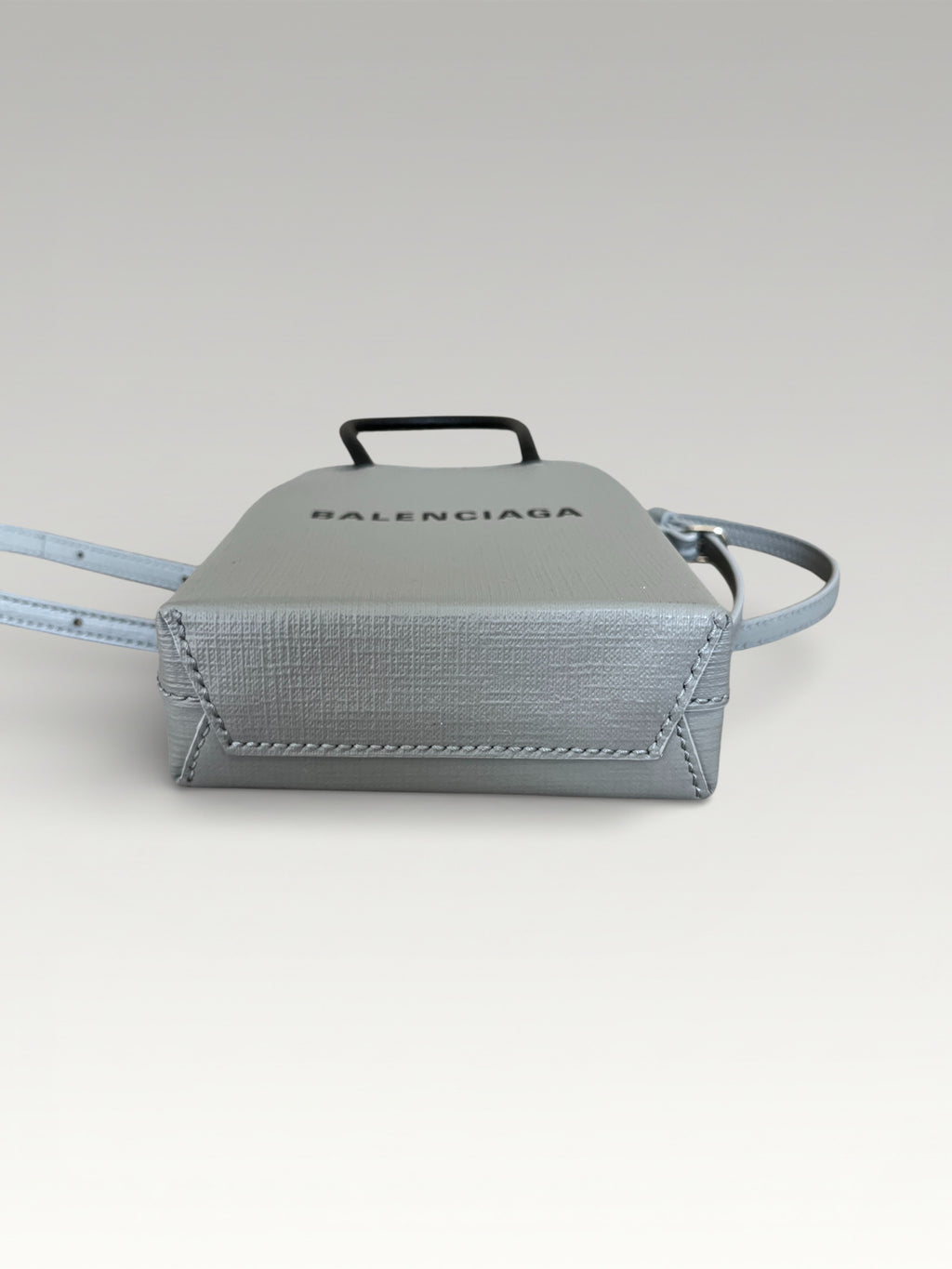 Balenciaga Leather Phone Case Shopper Bag Grey