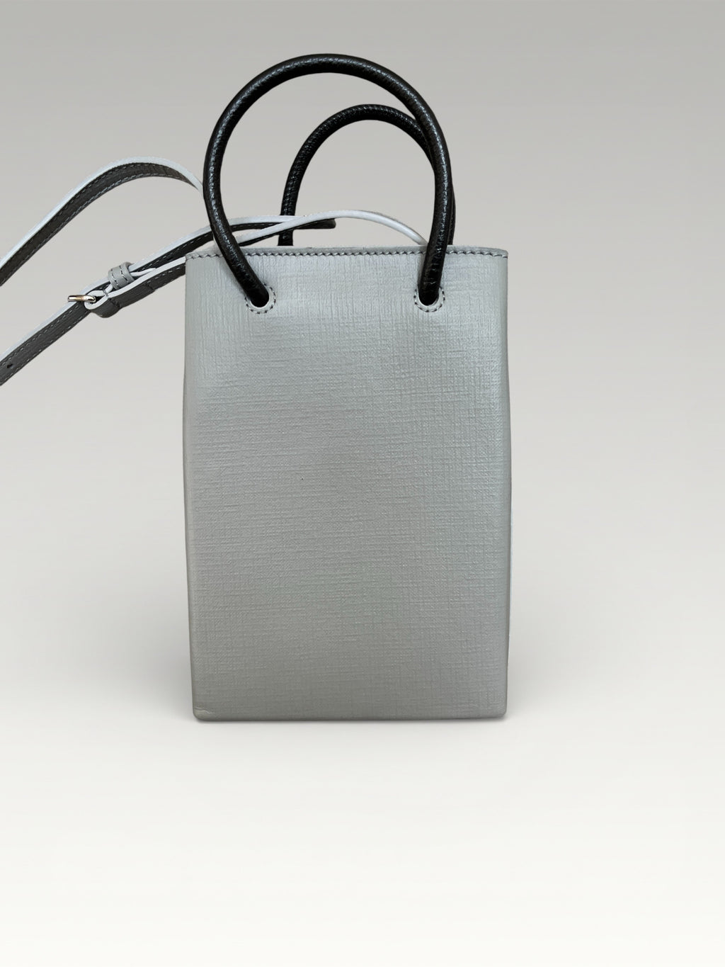Balenciaga Leather Phone Case Shopper Bag Grey