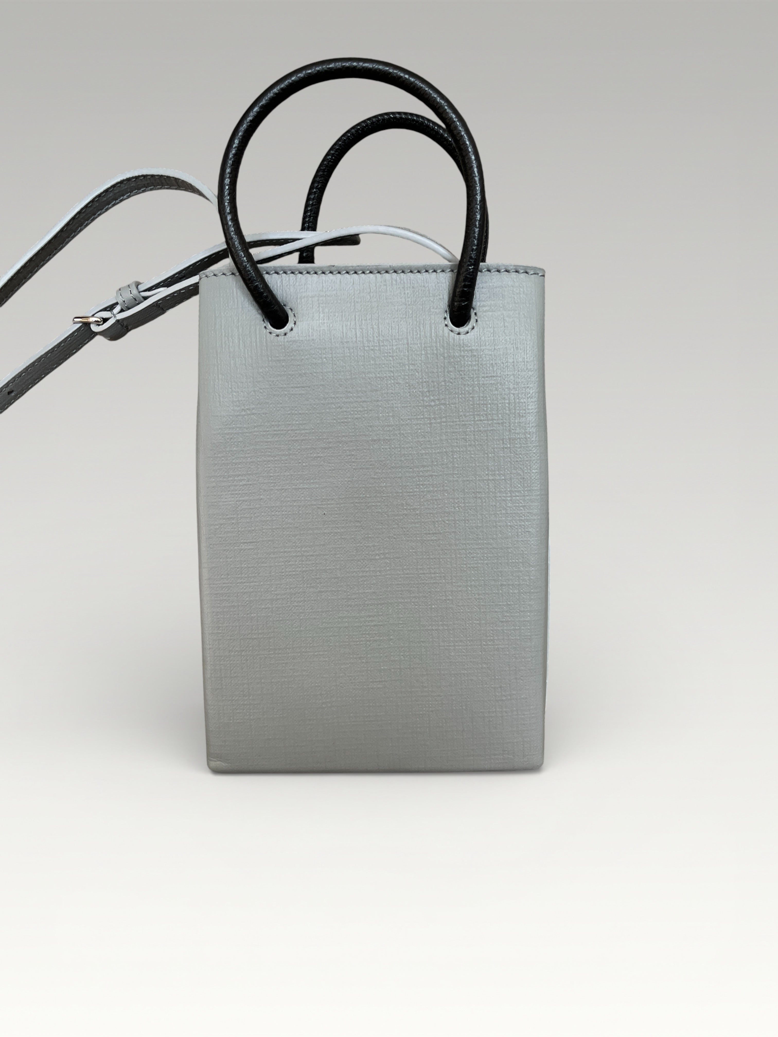 Balenciaga Leather Phone Case Shopper Bag Grey