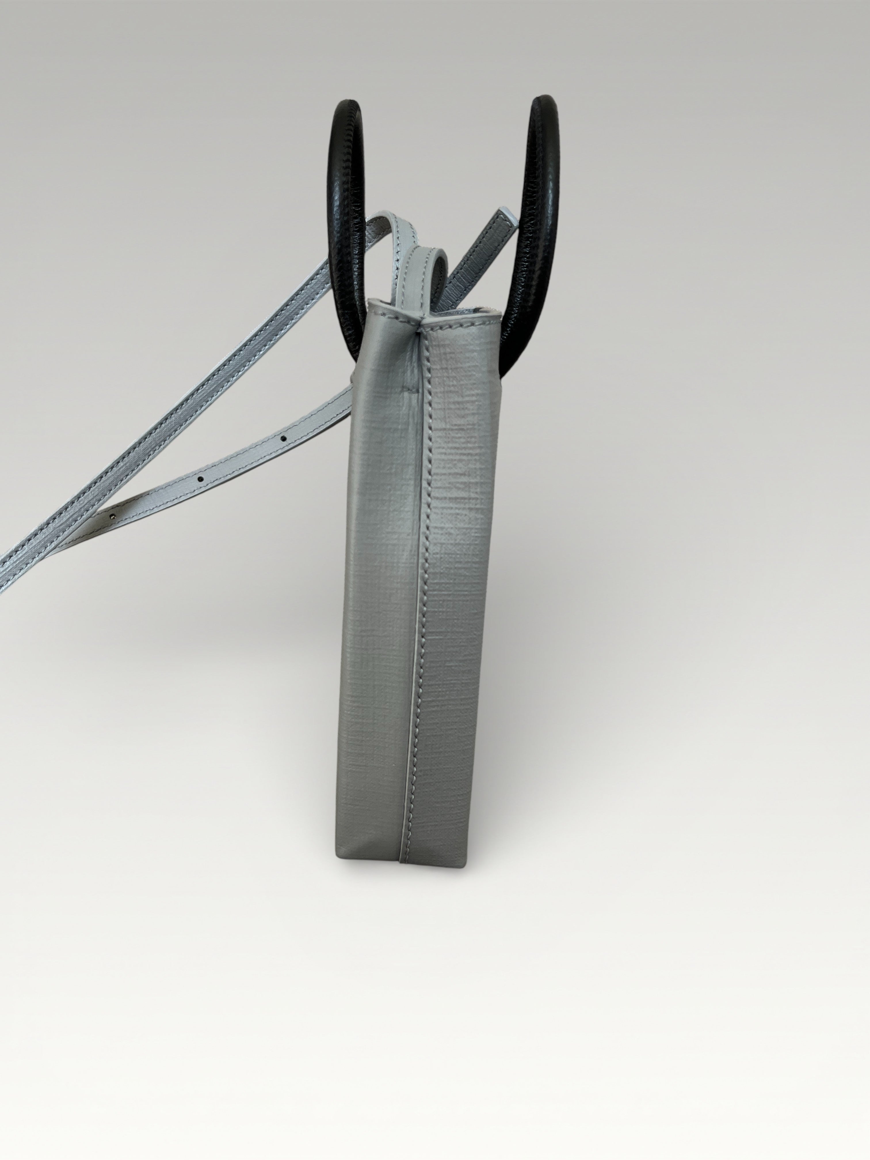 Balenciaga Leather Phone Case Shopper Bag Grey