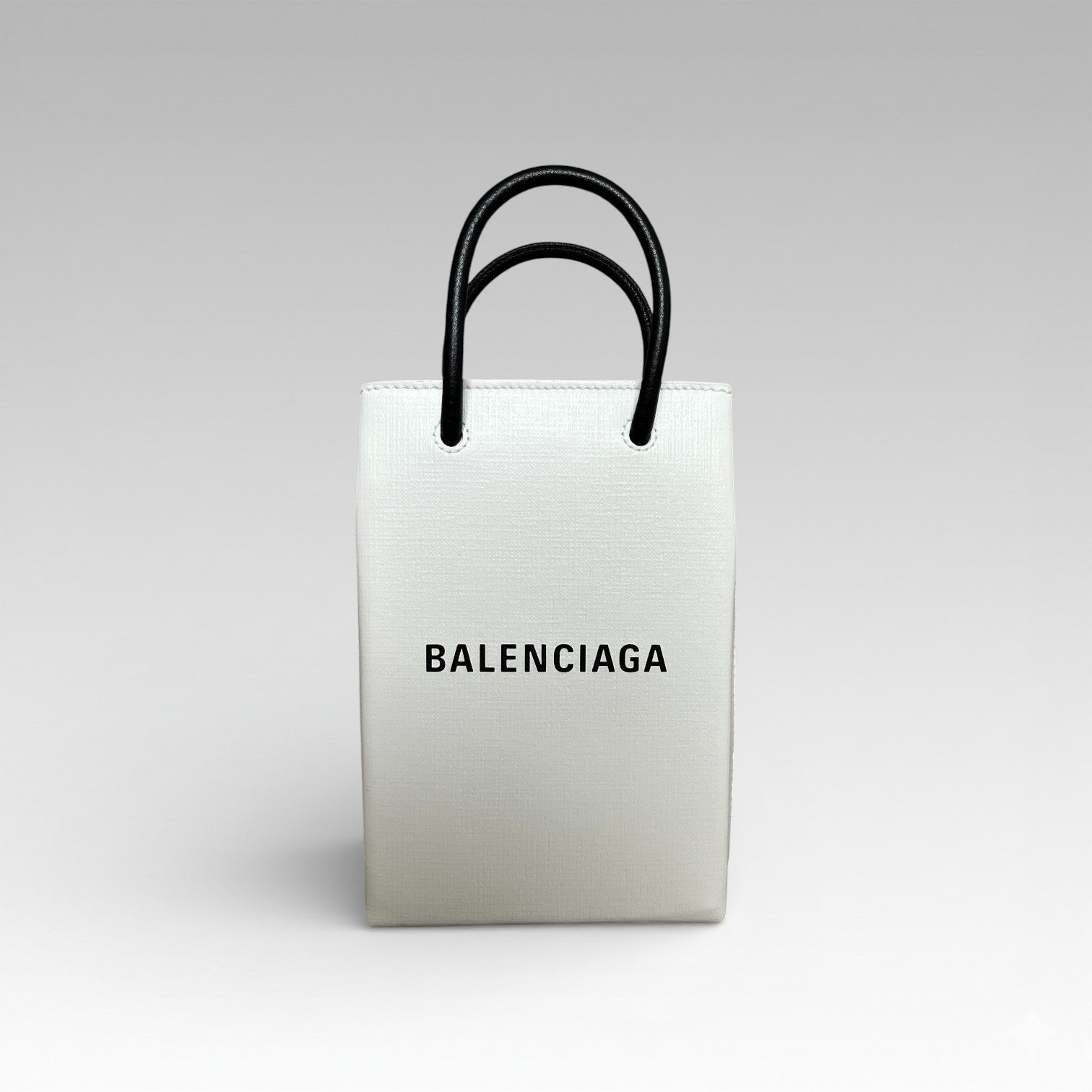 Balenciaga Leather Phone Case Shopper Bag White