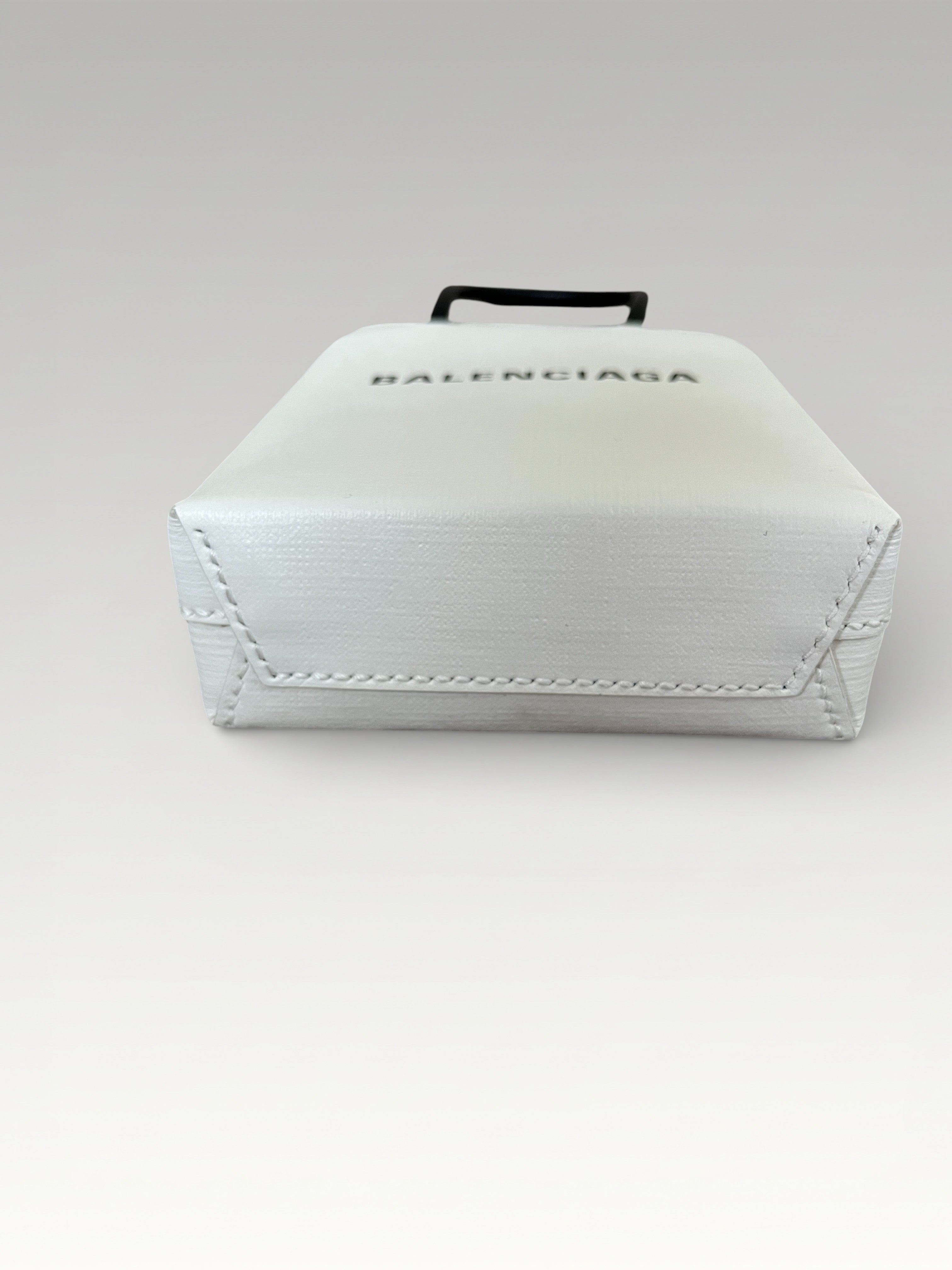 Balenciaga Leather Phone Case Shopper Bag White
