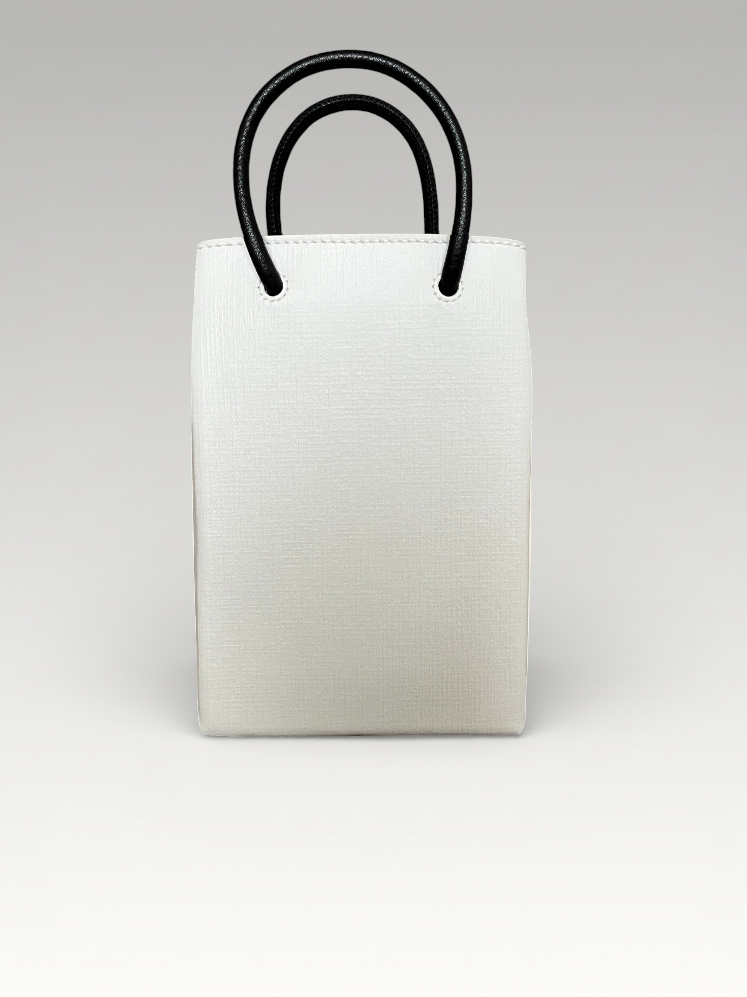 Balenciaga Leather Phone Case Shopper Bag White