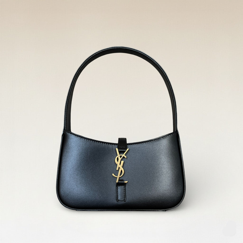 Saint Laurent Black Smooth Leather 5 à 7 Mini Hobo Handbag