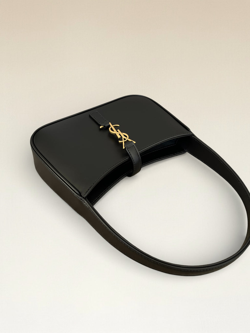 Saint Laurent Black Smooth Leather 5 à 7 Mini Hobo Handbag