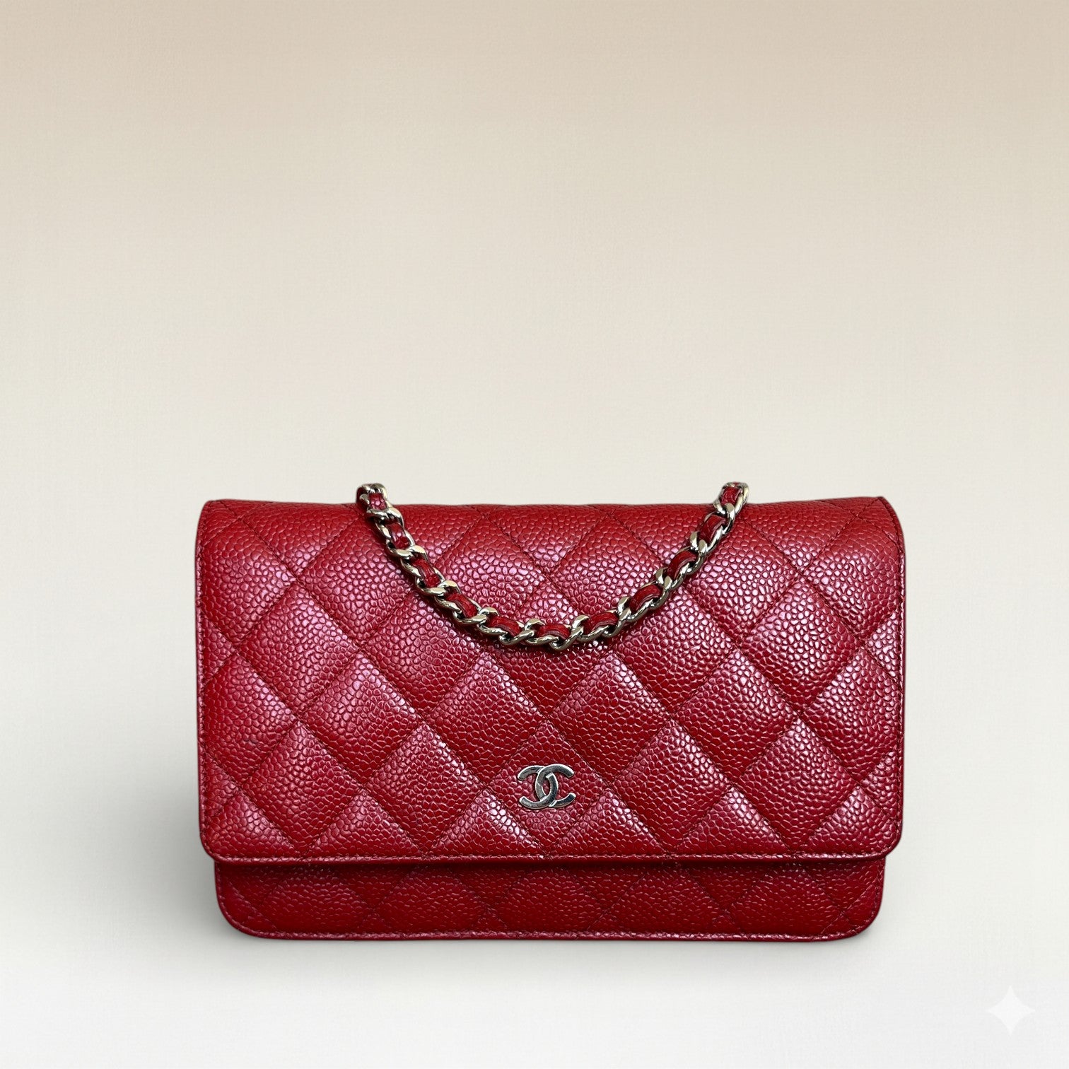 Chanel Classic Wallet On Chain Red Caviar Leather