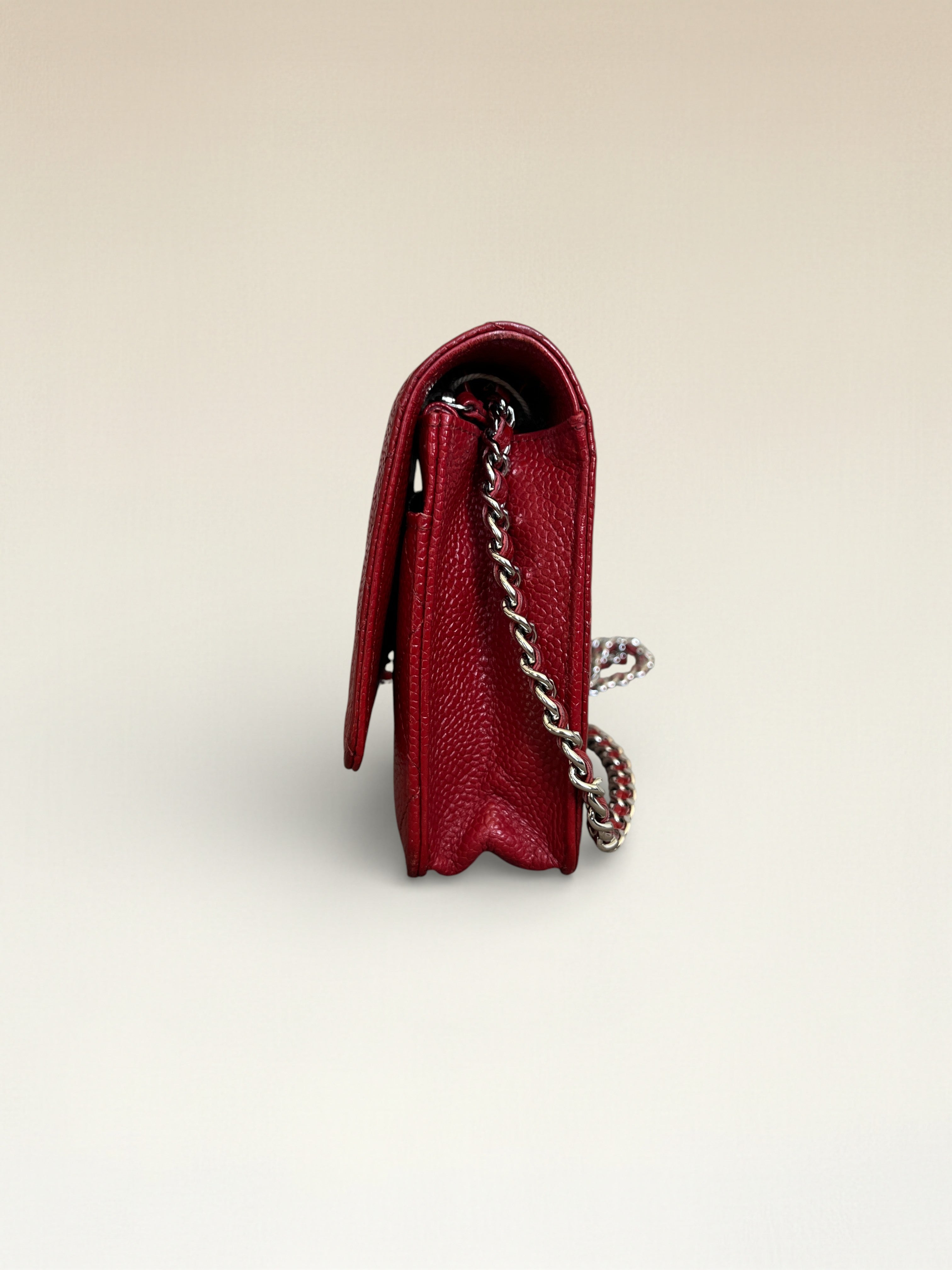 Chanel Classic Wallet On Chain Red Caviar Leather