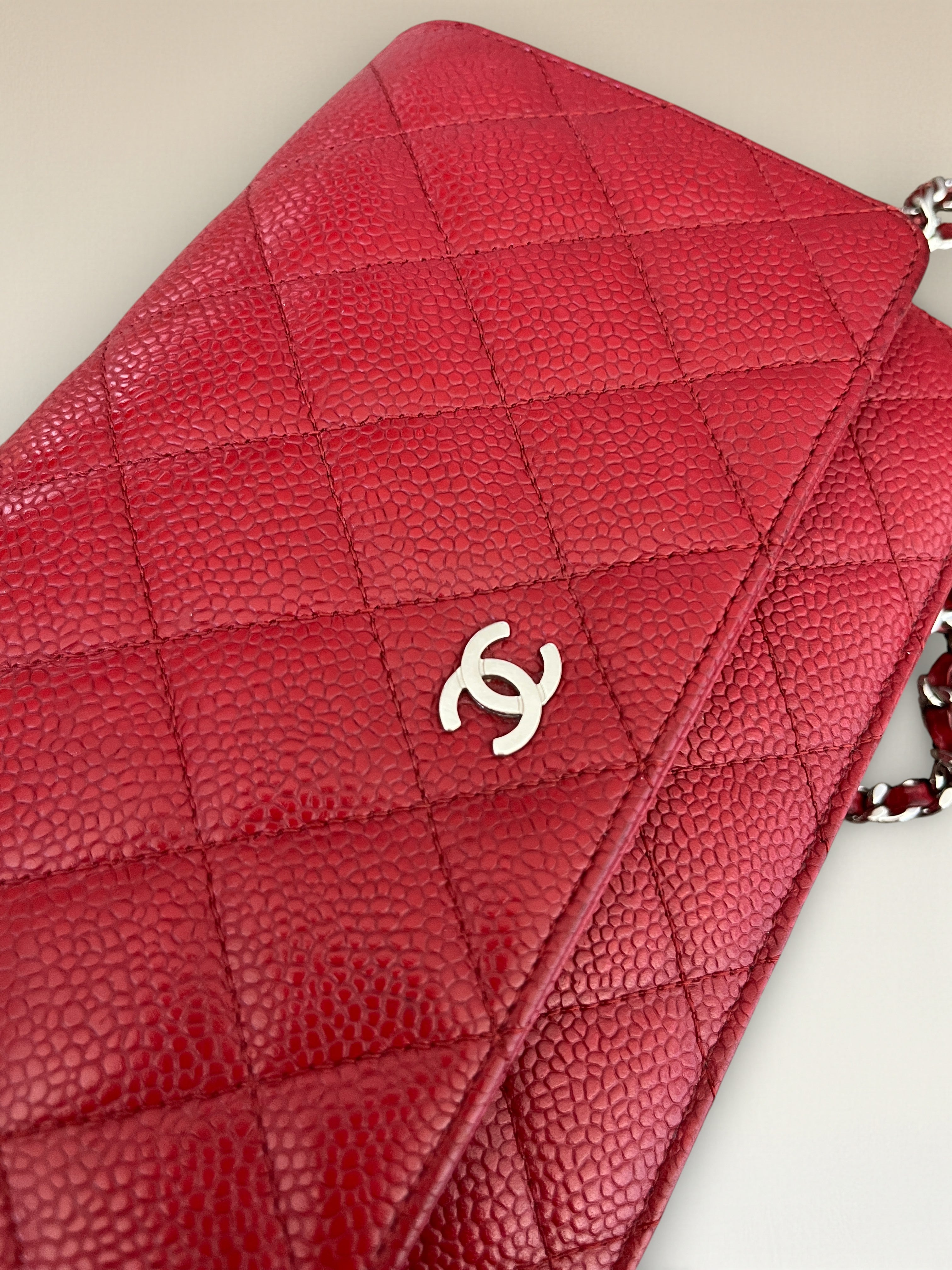 Chanel Classic Wallet On Chain Red Caviar Leather