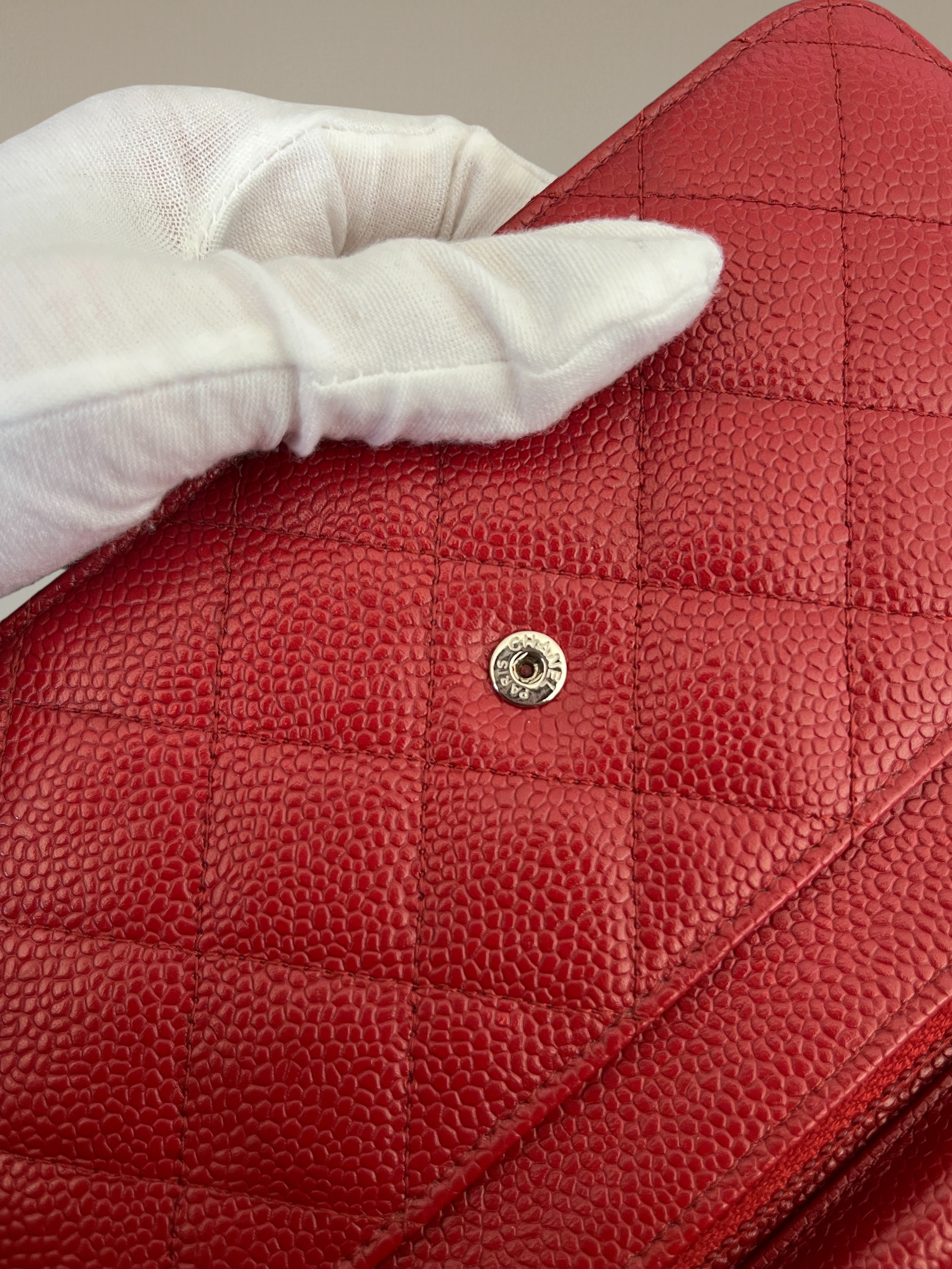 Chanel Classic Wallet On Chain Red Caviar Leather