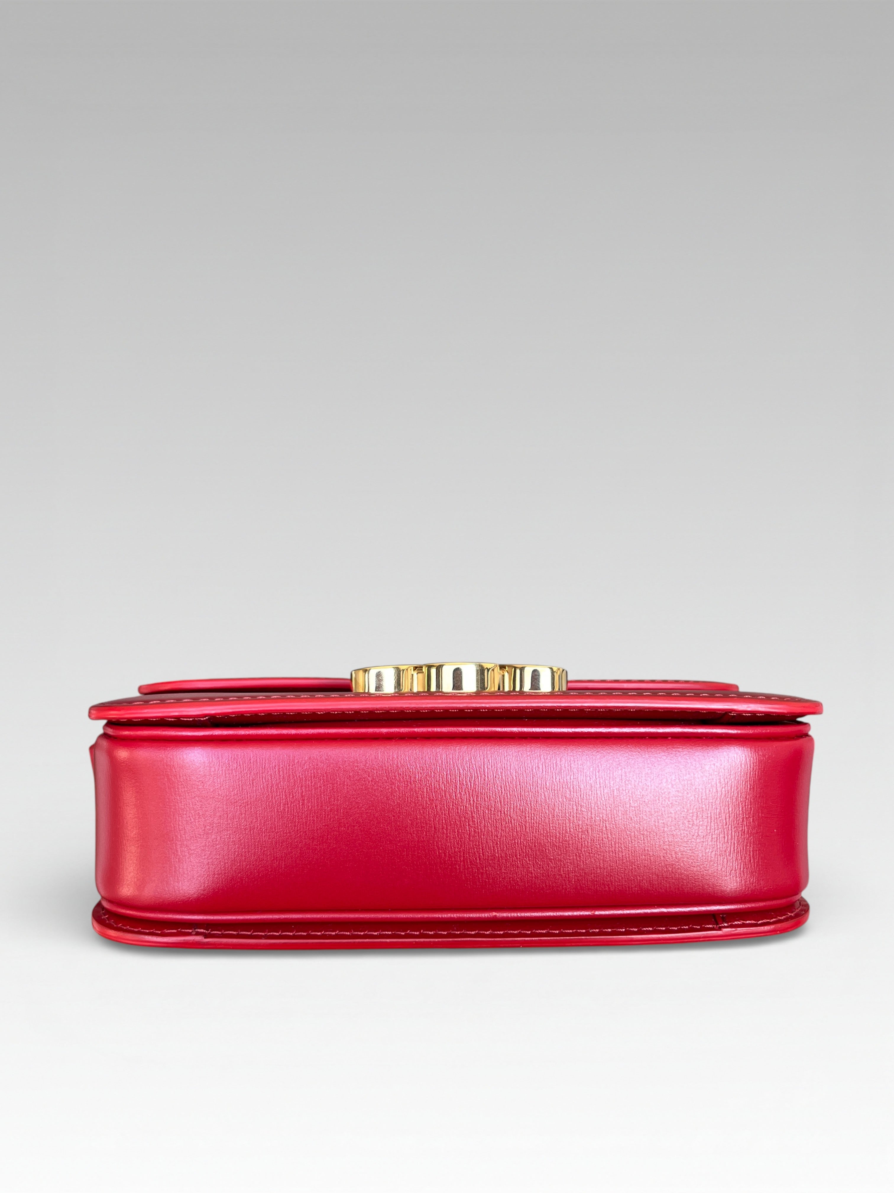 Celine Teen Triomphe Crossbody Bag Red Smooth Leather
