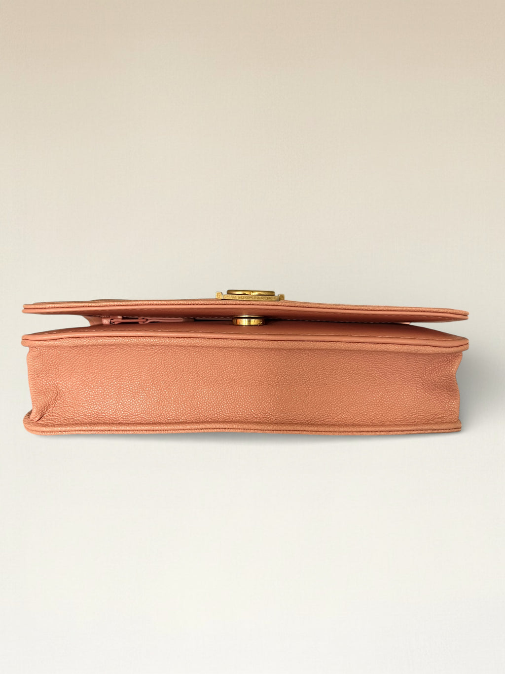 2019 Chanel Boy Matelasse Wallet On Chain Caviar Leather Peach Pink