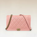 2019 Chanel Boy Matelasse Wallet On Chain Caviar Leather Peach Pink