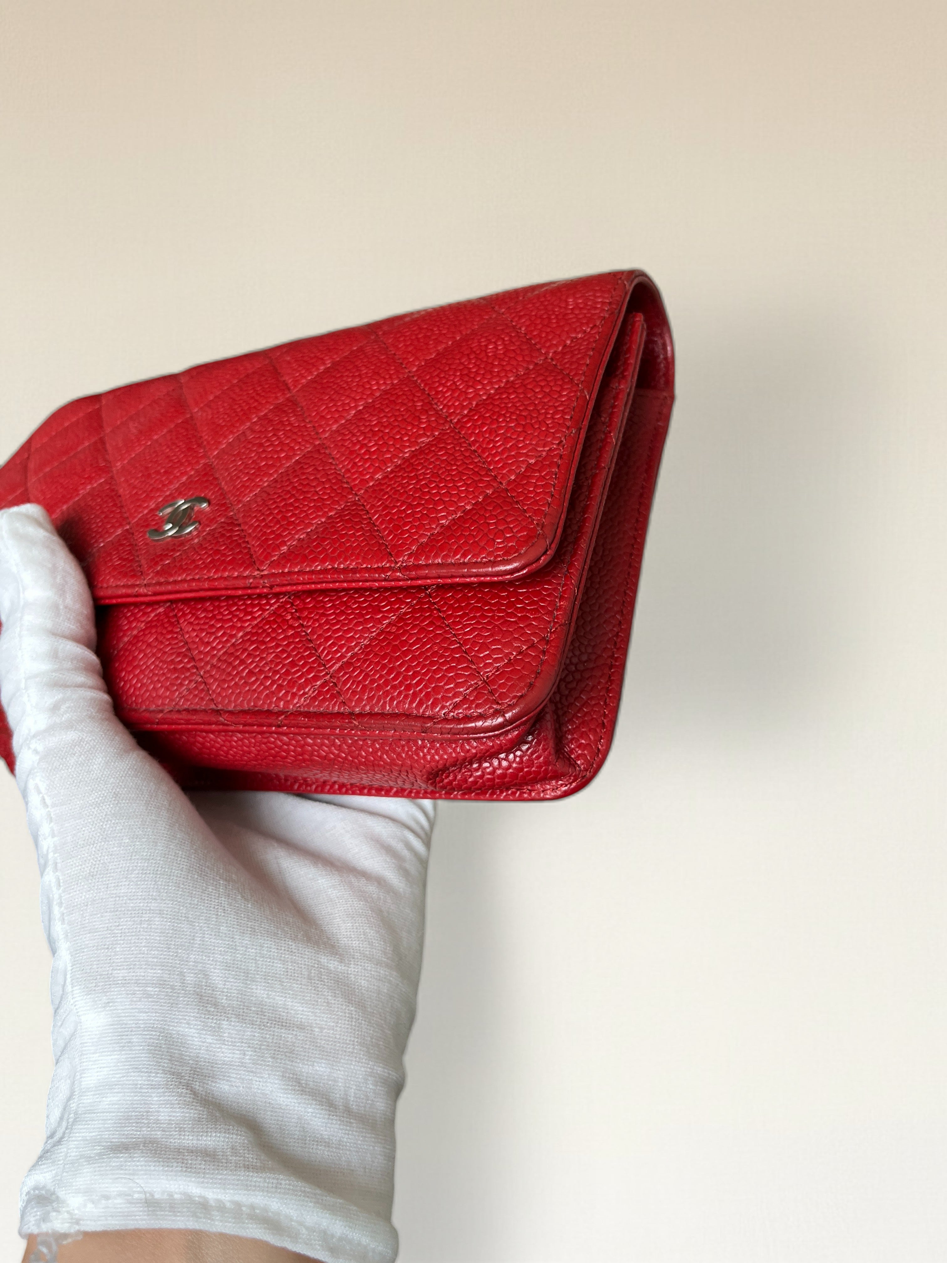 Chanel Classic Wallet On Chain Red Caviar Leather