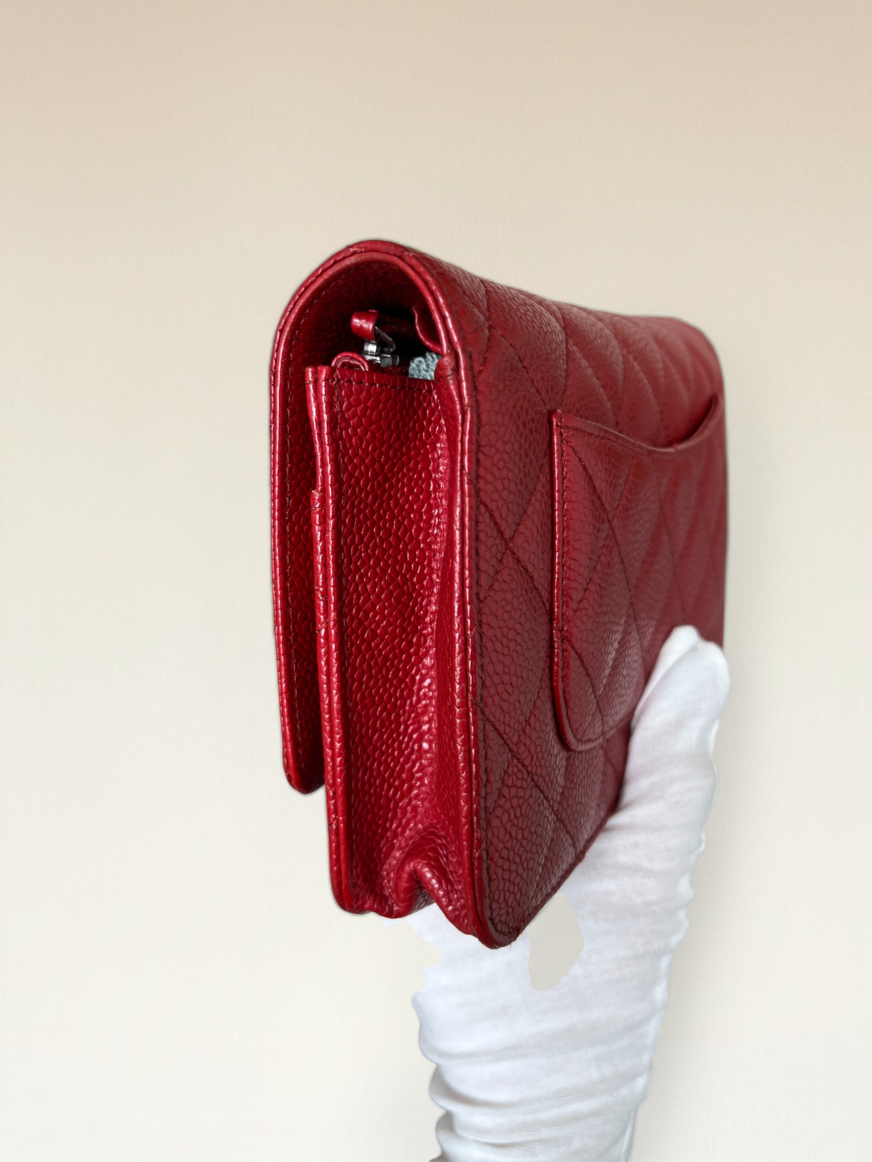 Chanel Classic Wallet On Chain Red Caviar Leather