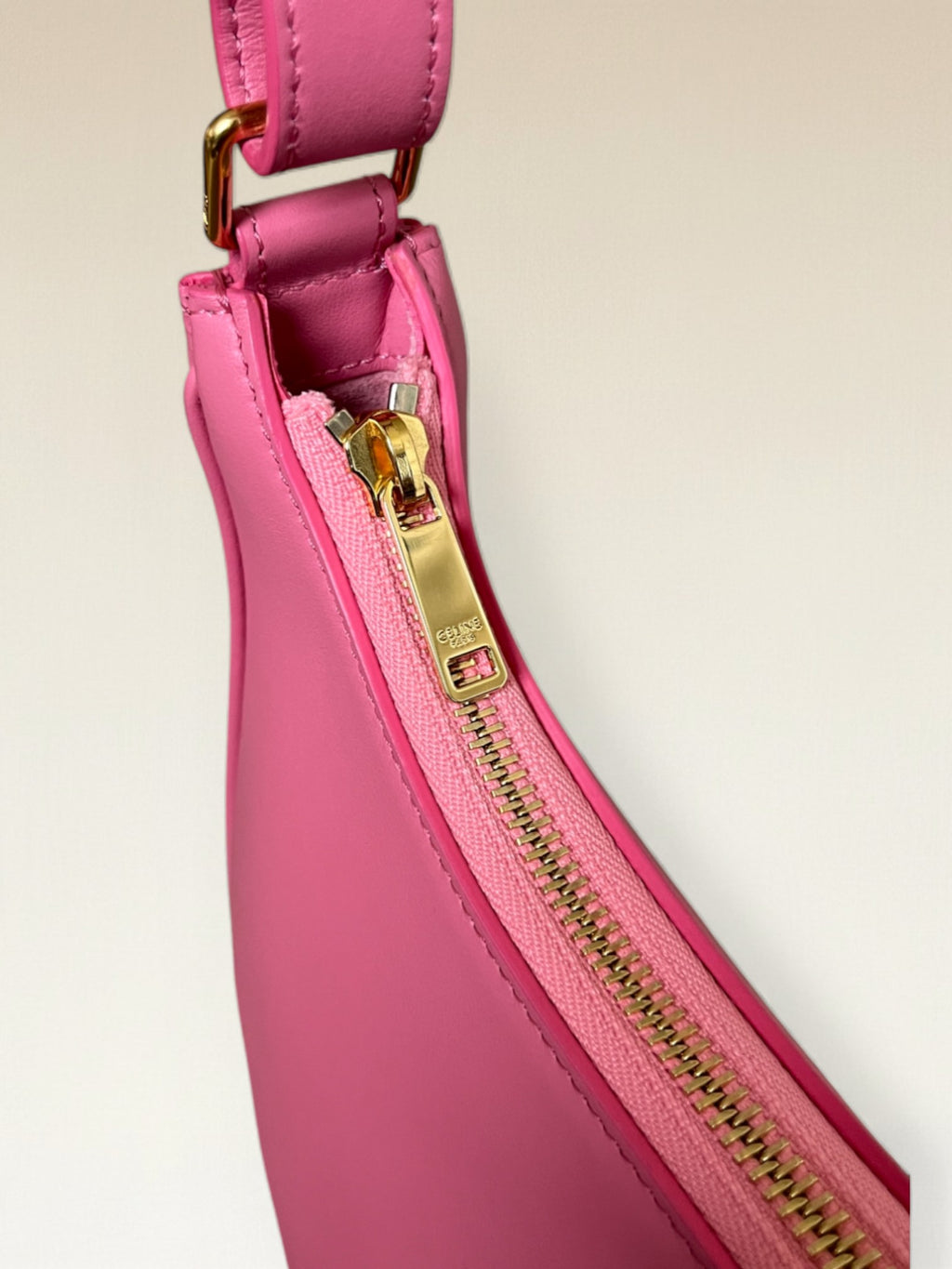 Celine Medium Ava Shoulder Bag In Smooth Pink Leather