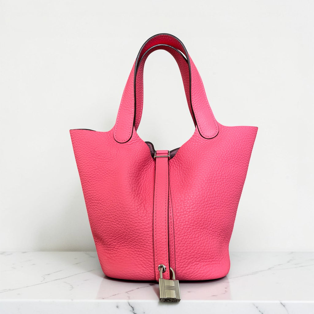 2017 Hermès Picotin Lock 18 Rose Azalèe Taurillon Clemence PHW