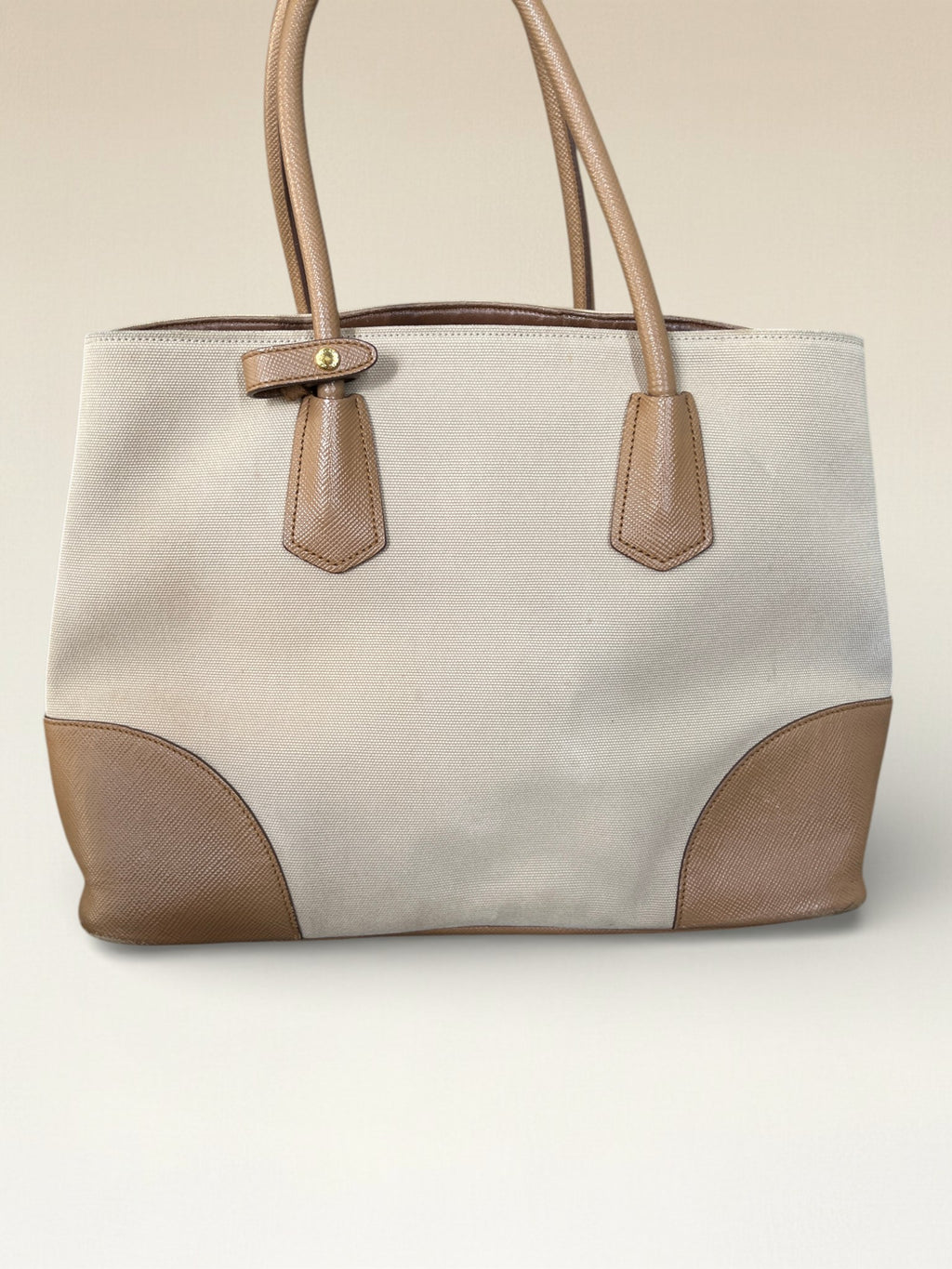 Prada Large Tote Bag Canvas And Saffiano Leather