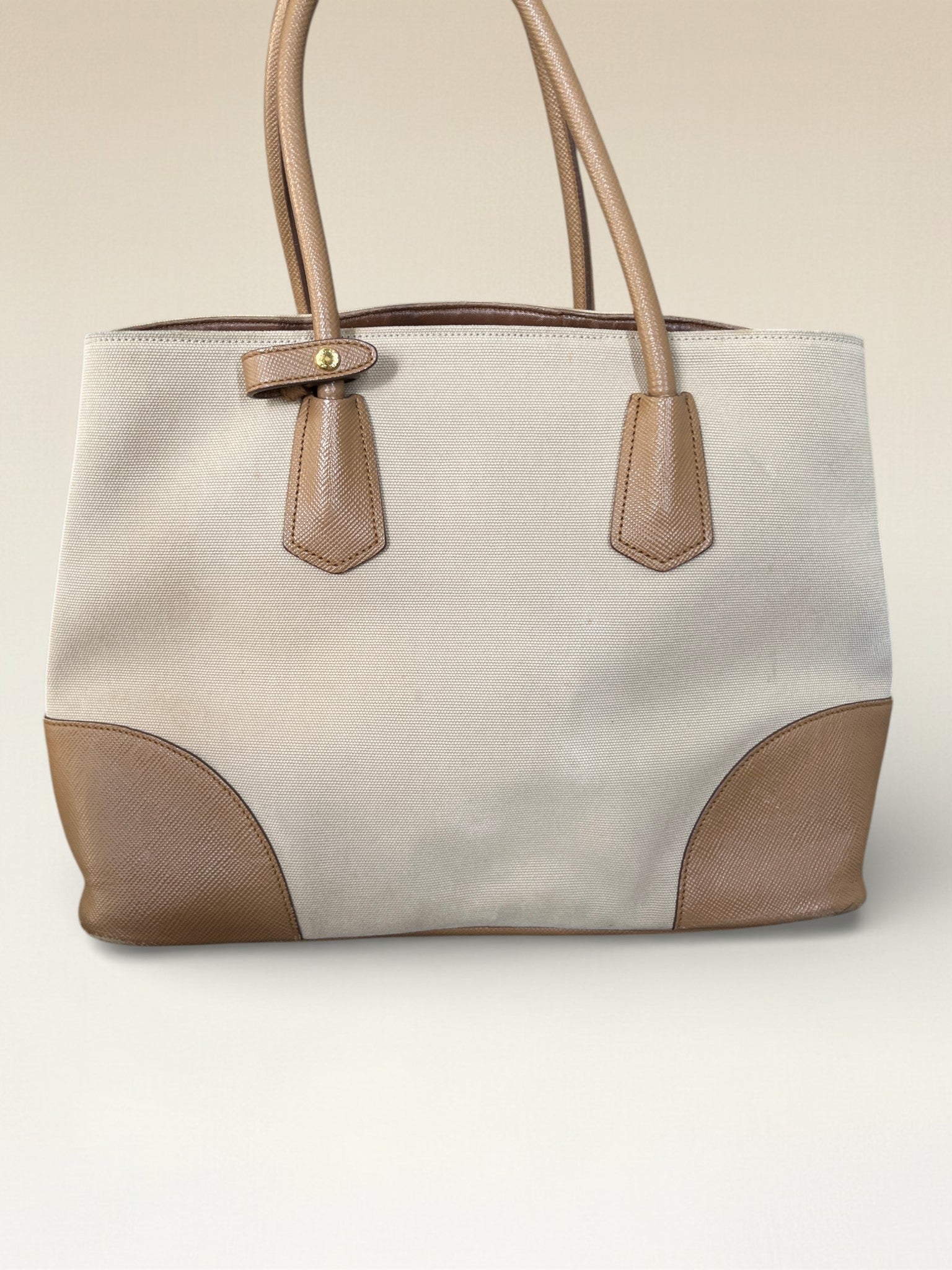 Prada Large Tote Bag Canvas And Saffiano Leather
