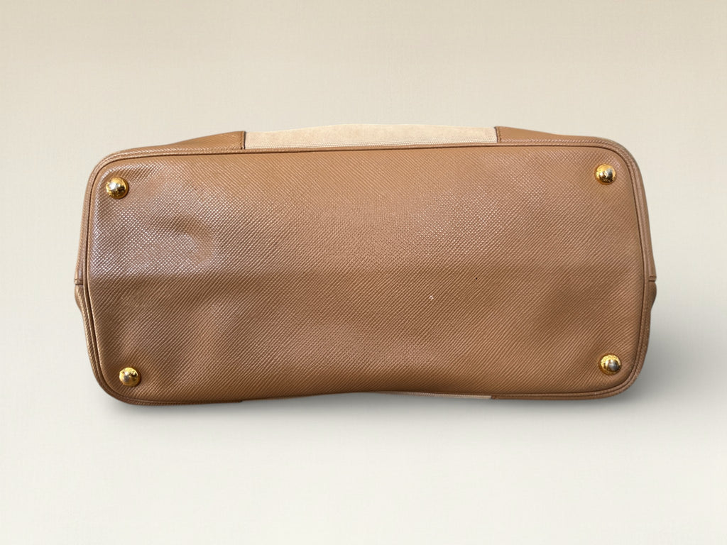 Prada Large Tote Bag Canvas And Saffiano Leather