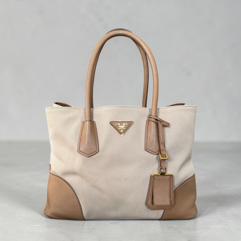 Prada Large Tote Bag Canvas And Saffiano Leather
