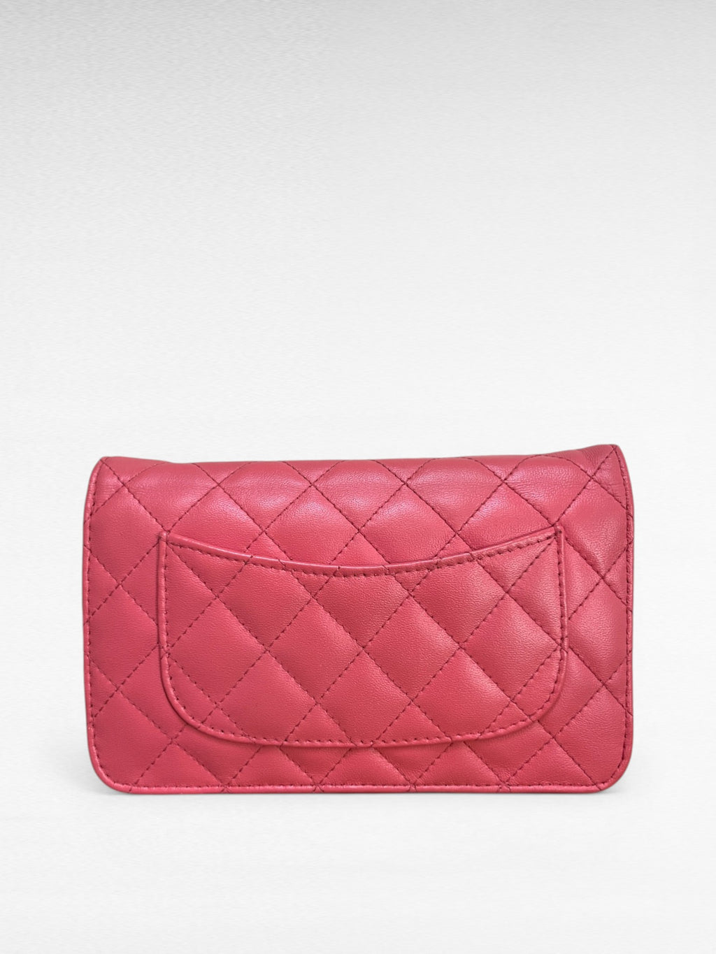 Chanel Lambskin Classic Wallet On Chain Pink Silver Hardware