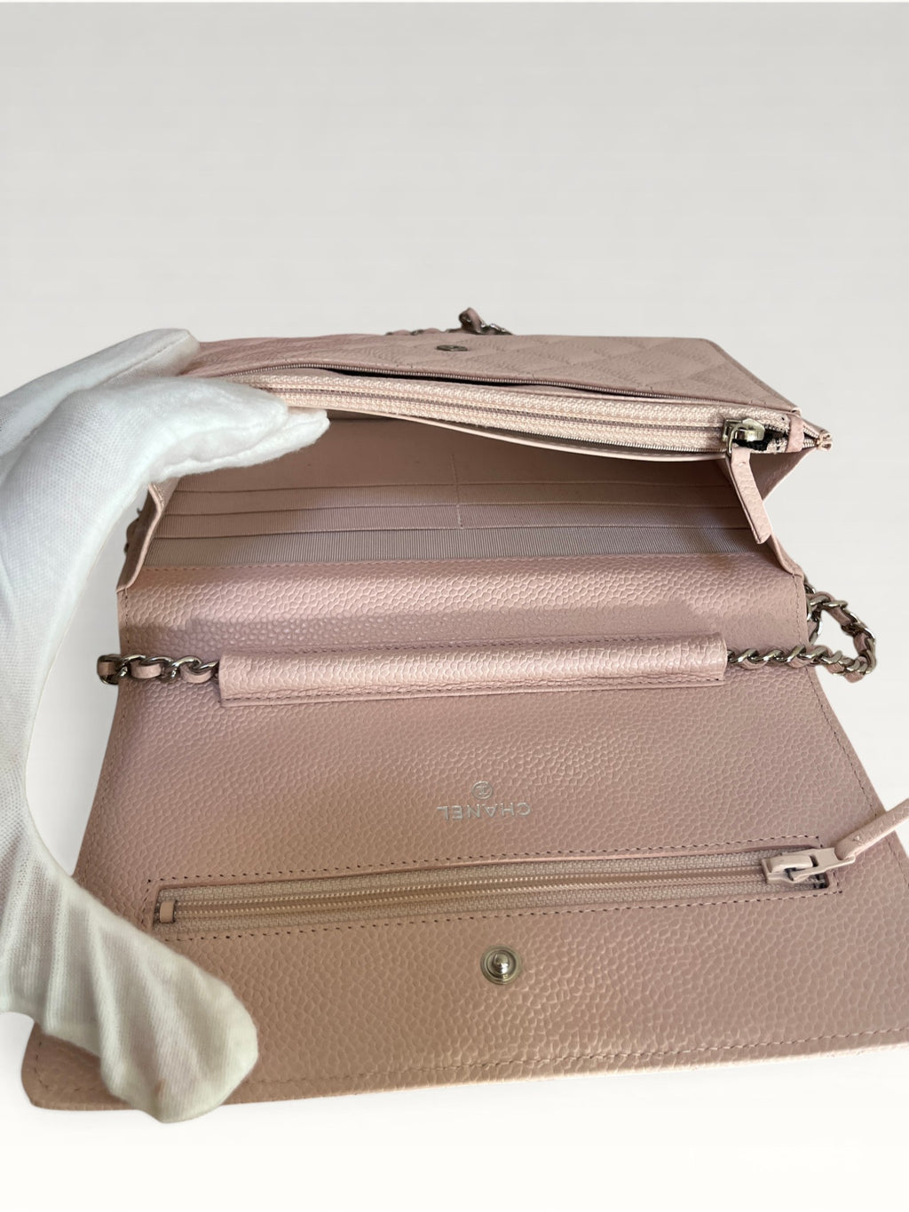 2013-2014 Chanel Classic Wallet On Chain Caviar Pink