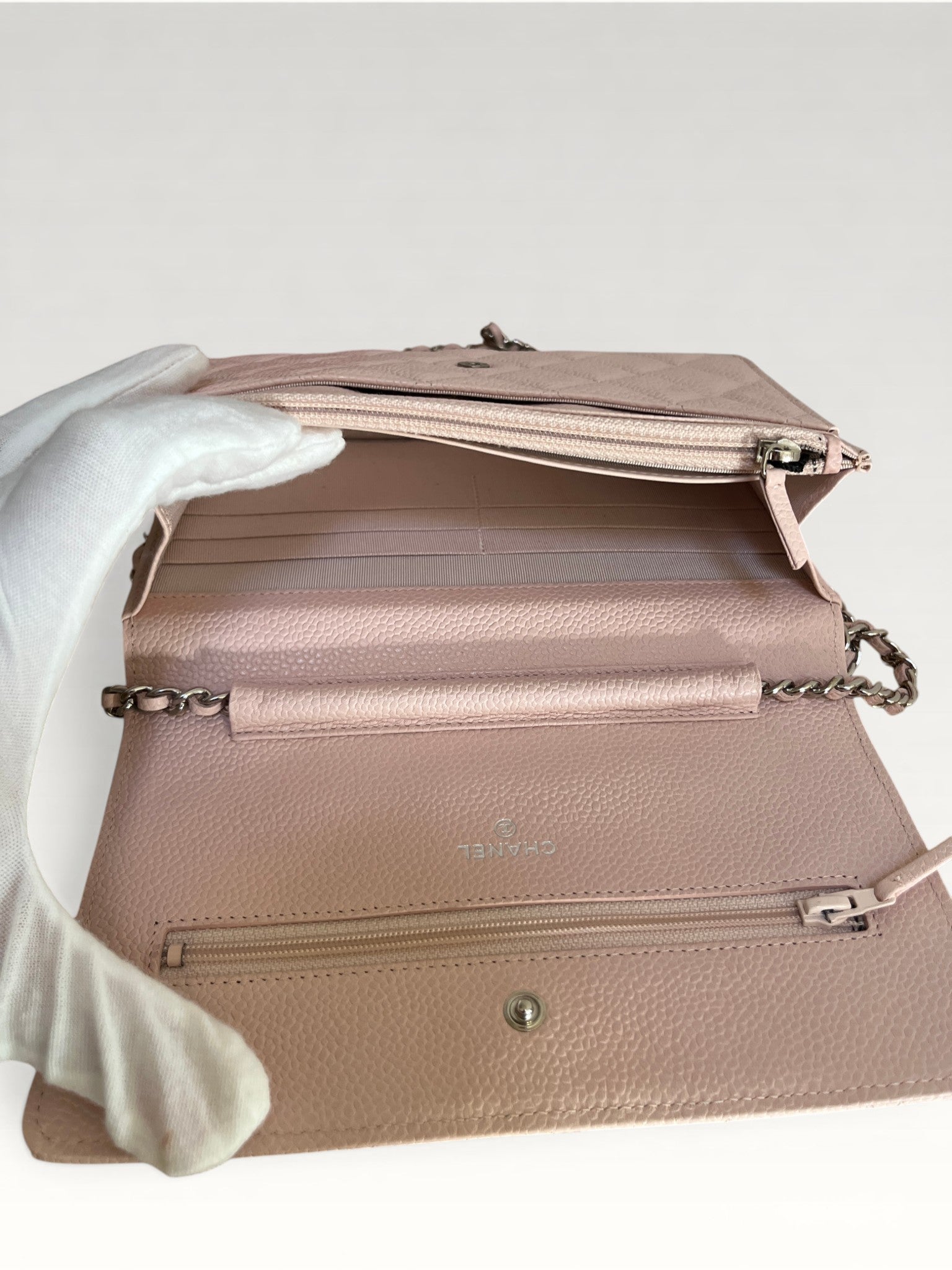 2013-2014 Chanel Classic Wallet On Chain Caviar Pink