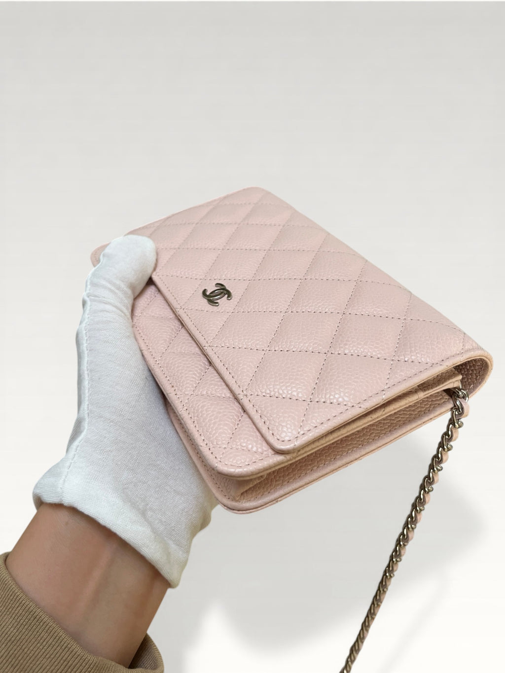 2013-2014 Chanel Classic Wallet On Chain Caviar Pink