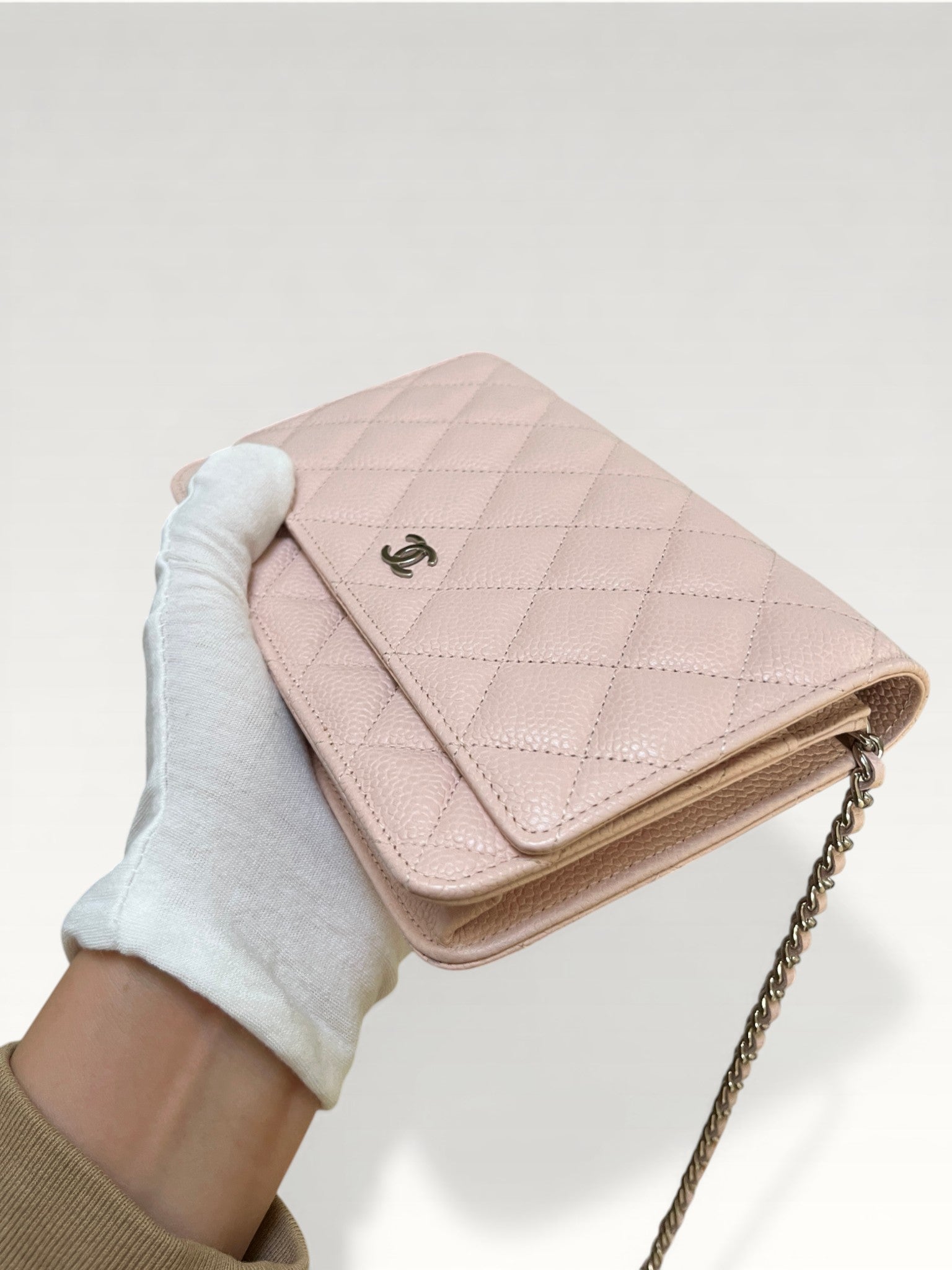 2013-2014 Chanel Classic Wallet On Chain Caviar Pink