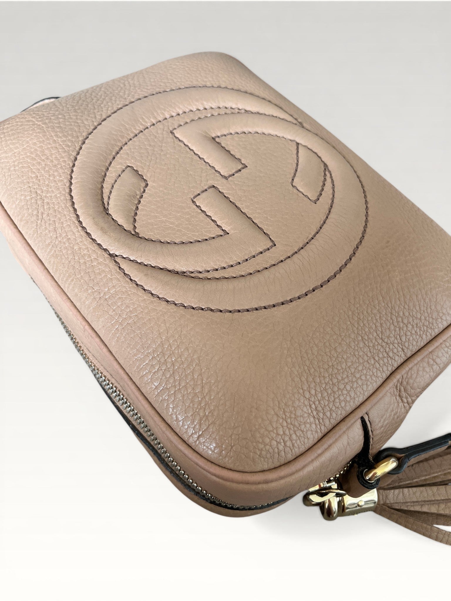 Gucci Soho Disco Bag Rose Beige Pebbled Leather