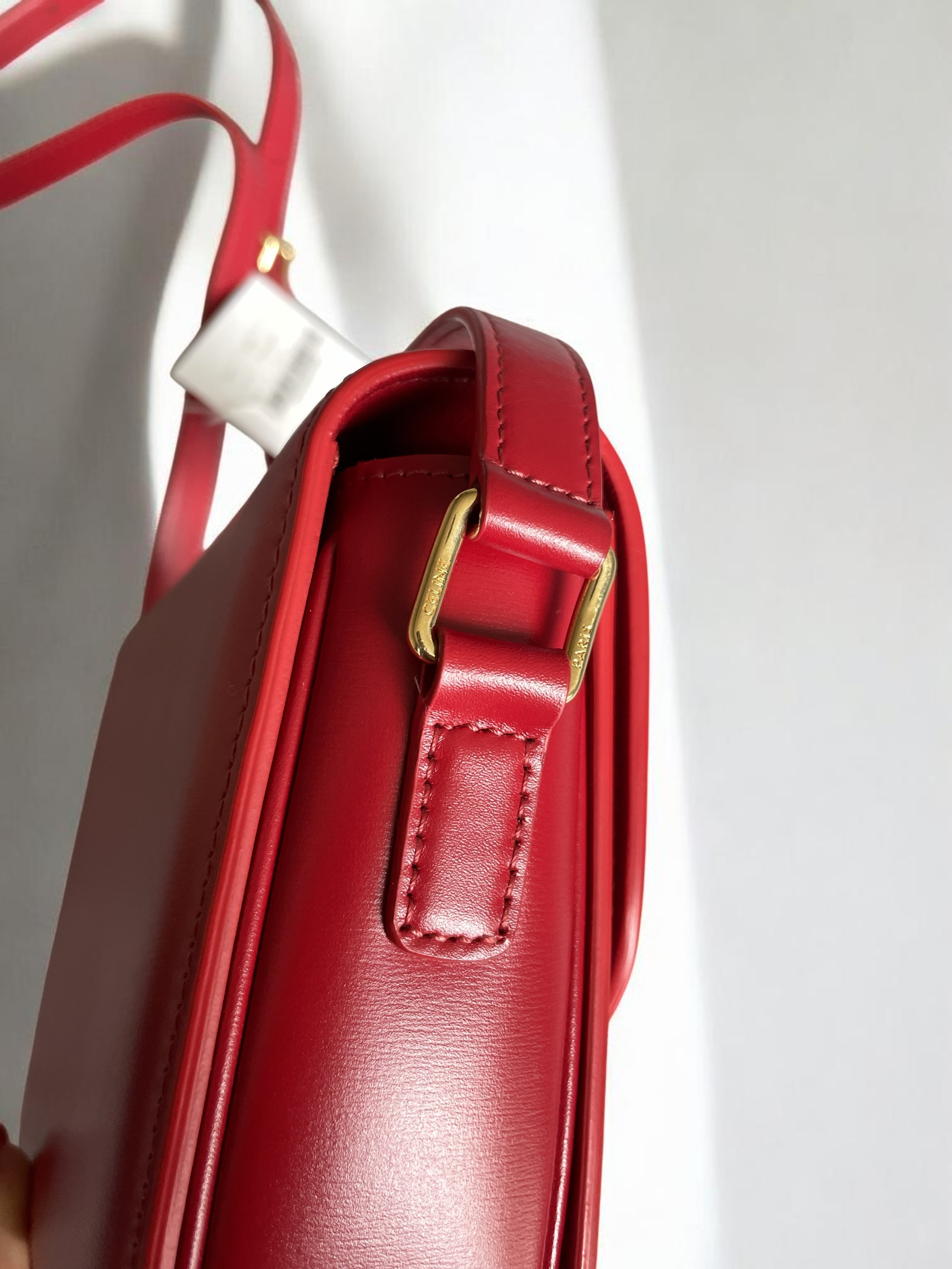 Celine Teen Triomphe Crossbody Bag Red Smooth Leather