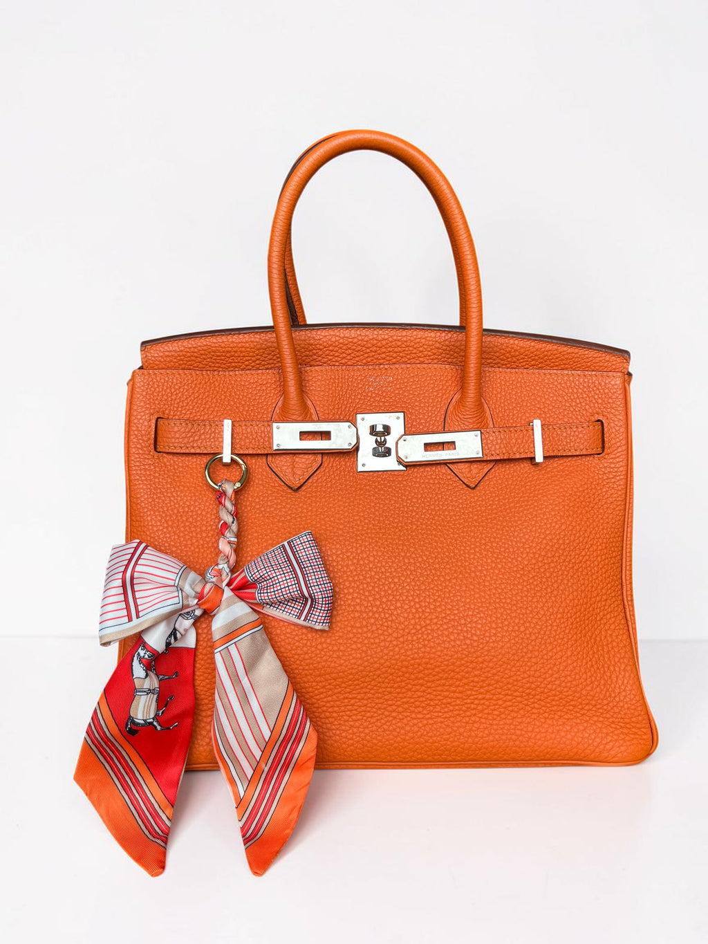 2007 Hermès Birkin 30 Clemence Orange H Palladium Hardware