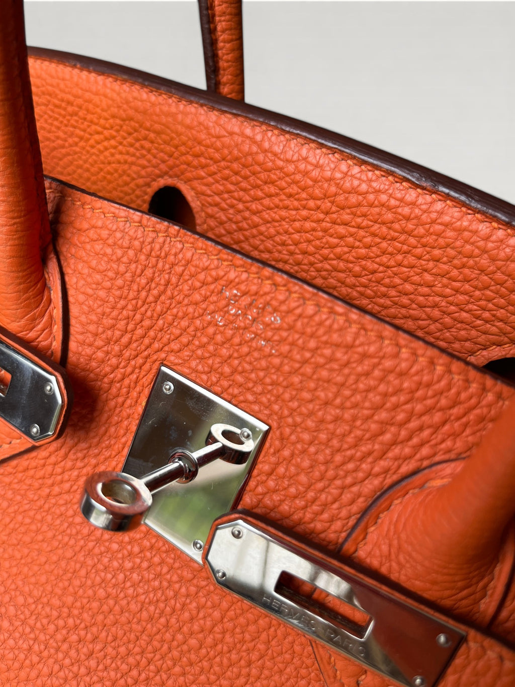 2007 Hermès Birkin 30 Clemence Orange H Palladium Hardware